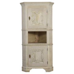 Antique French Bleached Wood Finish Cabinet 