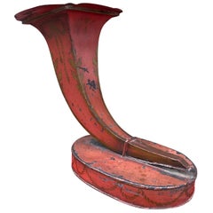 19th Century French Cornucopia Red Tole Vase