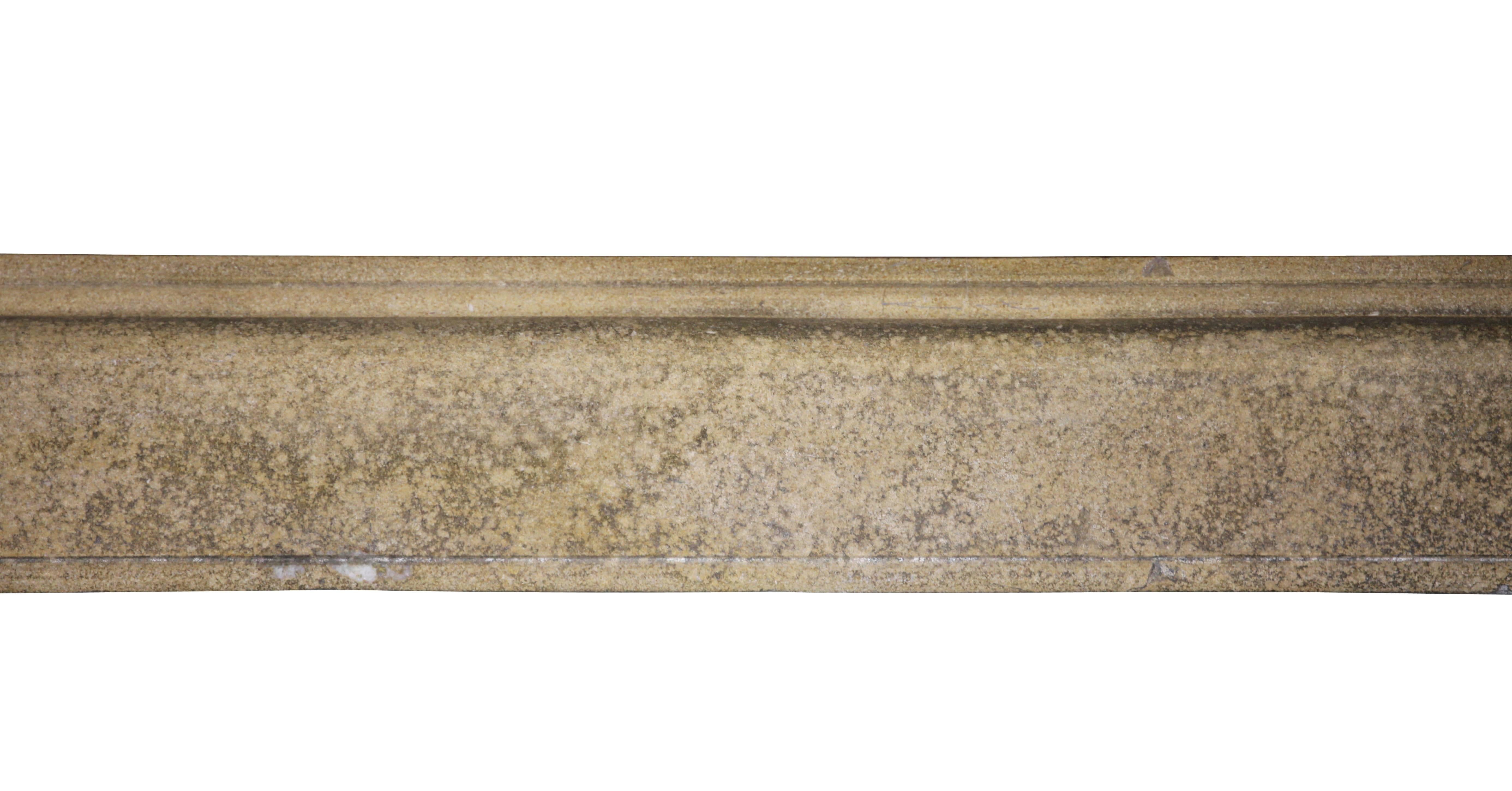 Original hard limestone fireplace surround with beautifully carved jambs and a nice patina also an assemblage called. It is a fine decorative element for a cosy country or rustic interior concept with a small firebox.
Measures :
115 cm EW