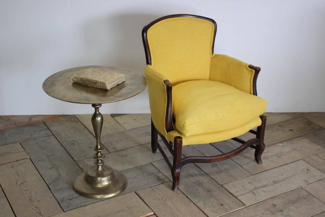 Linen 19th Century French Country Armchair For Sale