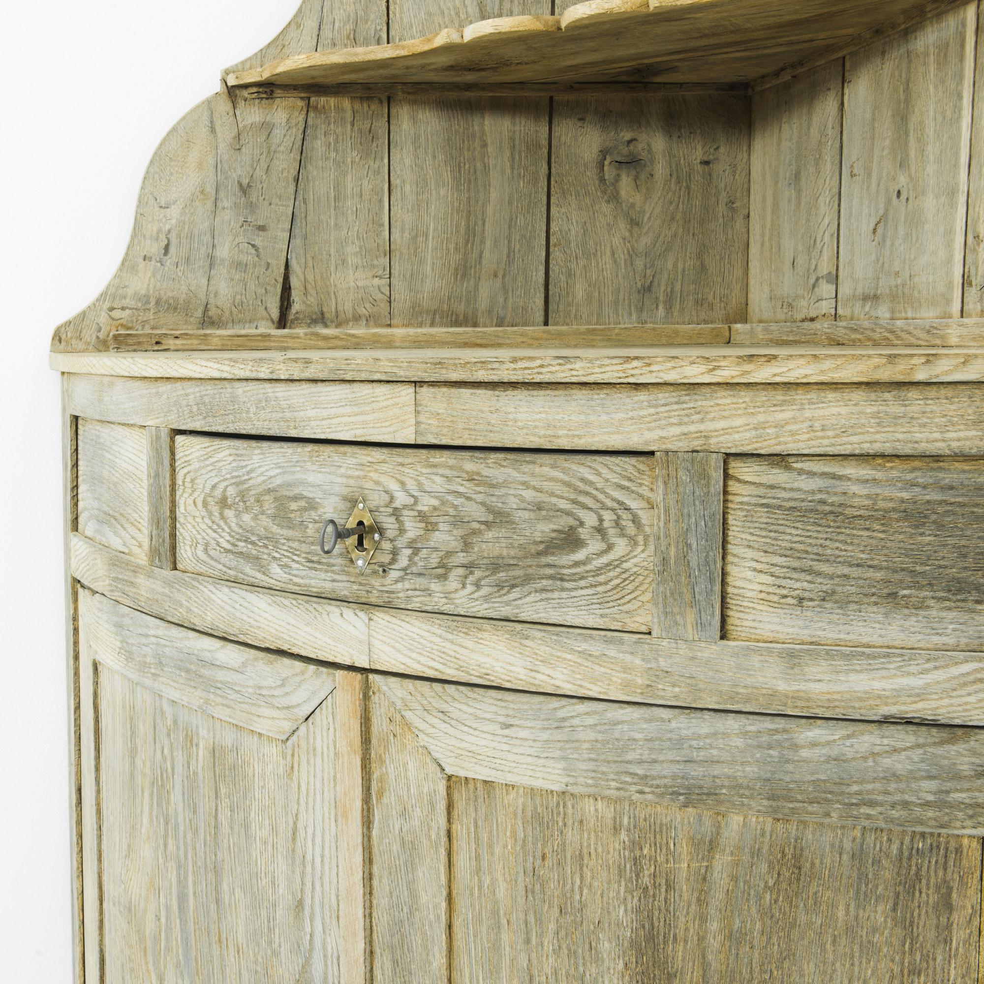 Mid-19th Century 19th Century French Country Bleached Oak Corner Cabinet 