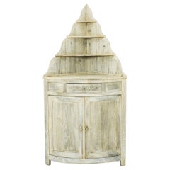 19th Century French Country Bleached Oak Corner Cabinet