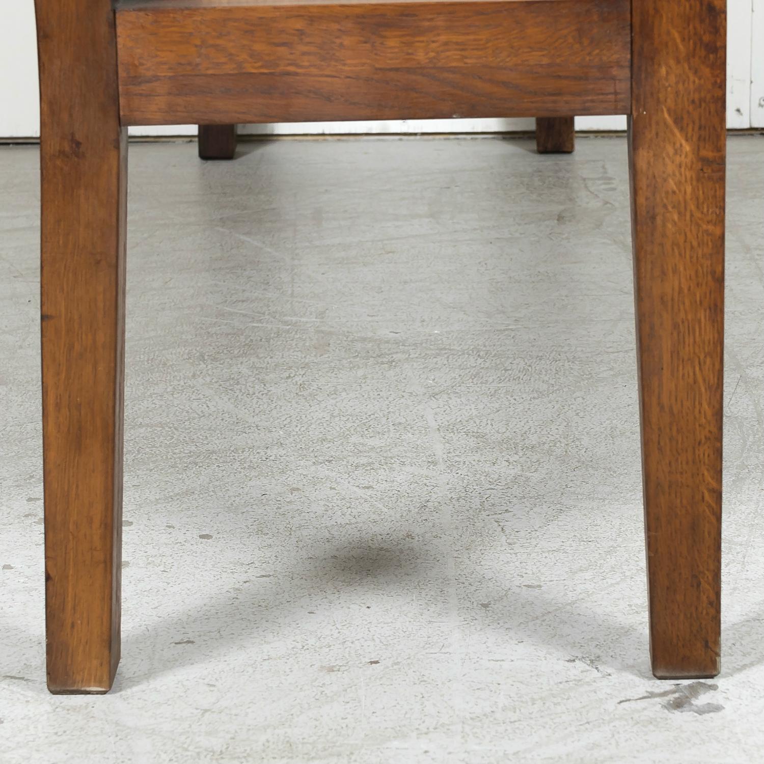 19th Century French Country Carved Oak Radassier or Hall Bench with Rush Seat 14