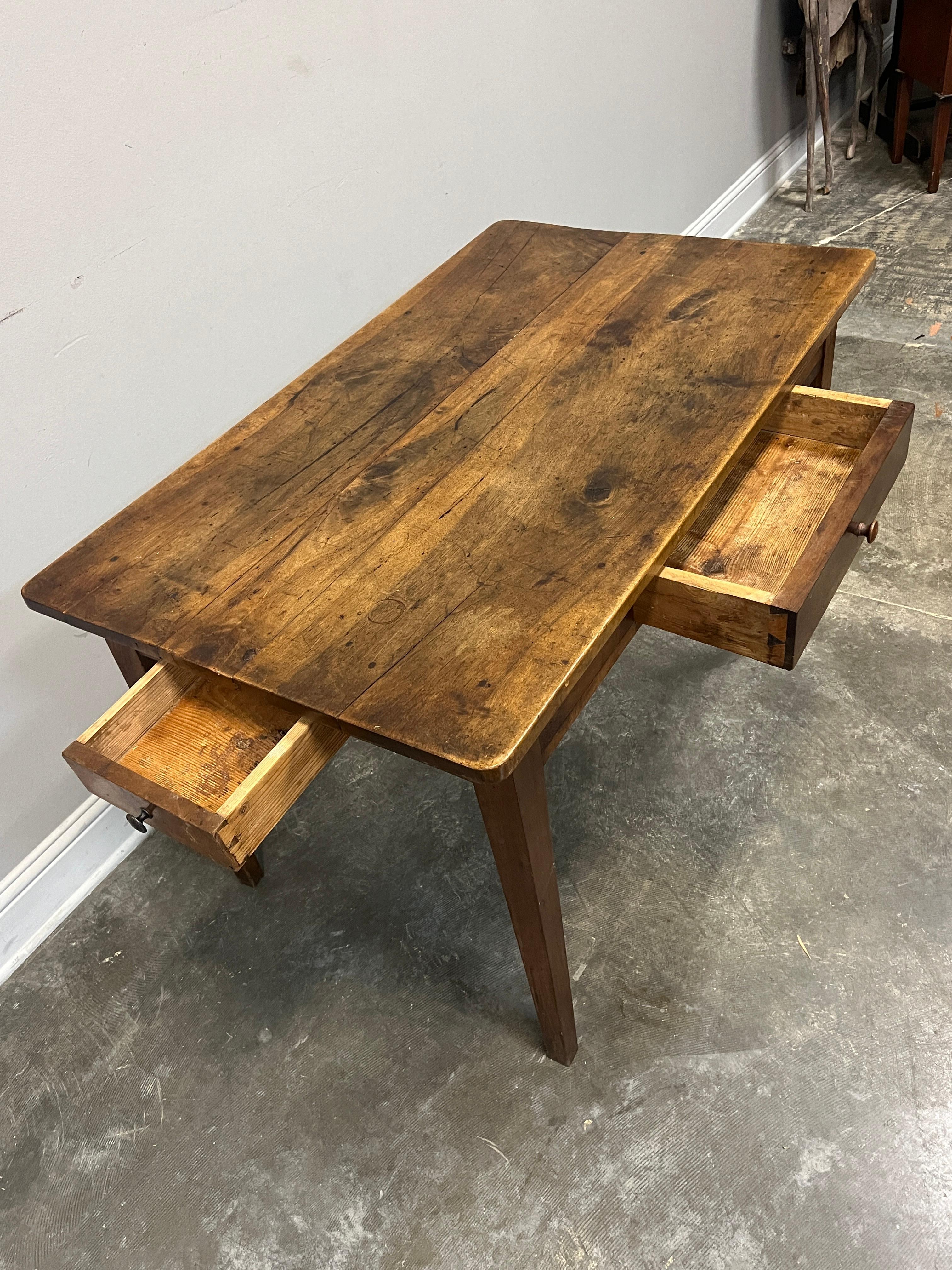 19th Century French Country Farm Table or Writing Desk In Good Condition In Houston, US