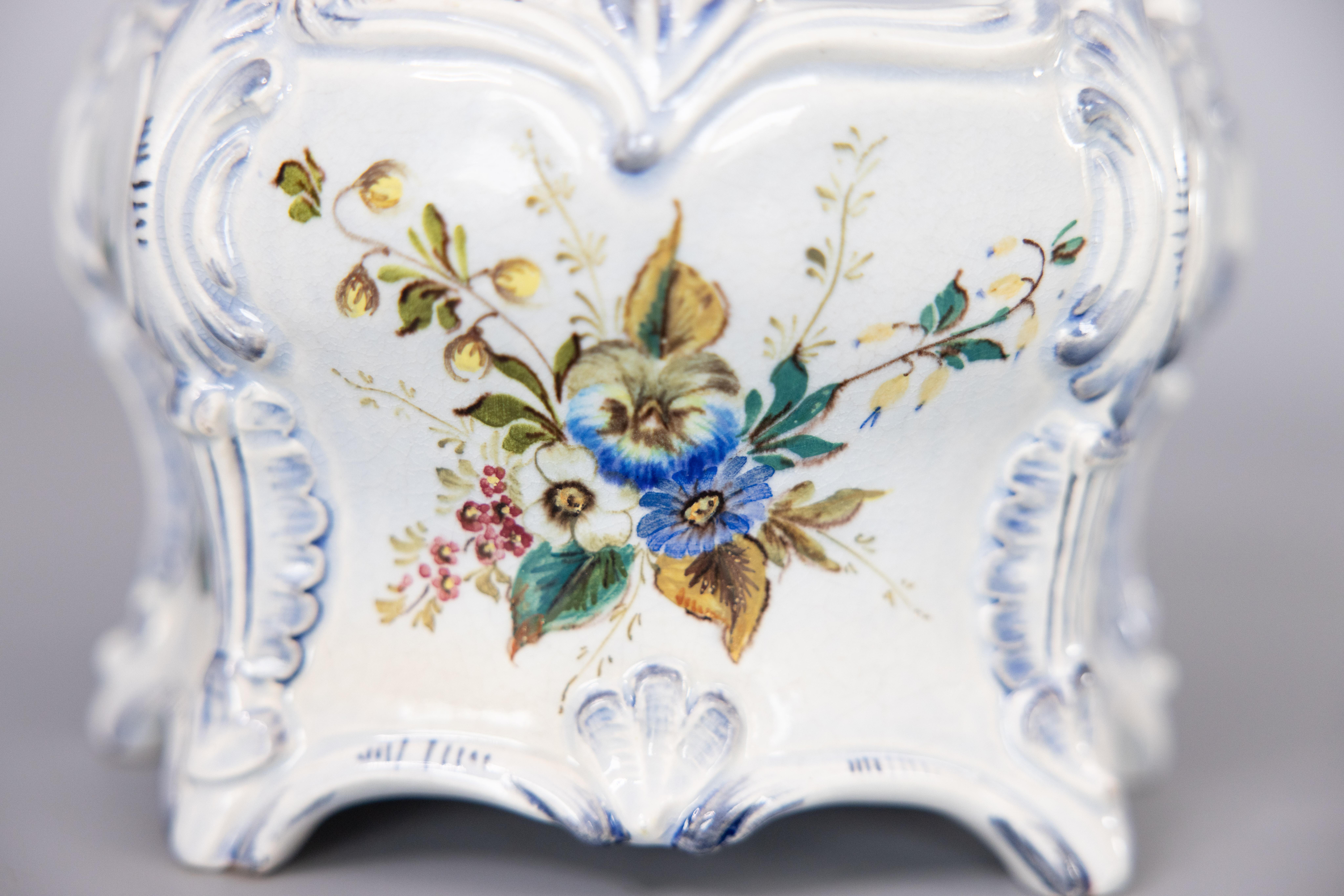 19th Century, French Country Floral Faience Cachepot Jardiniere Planter 7