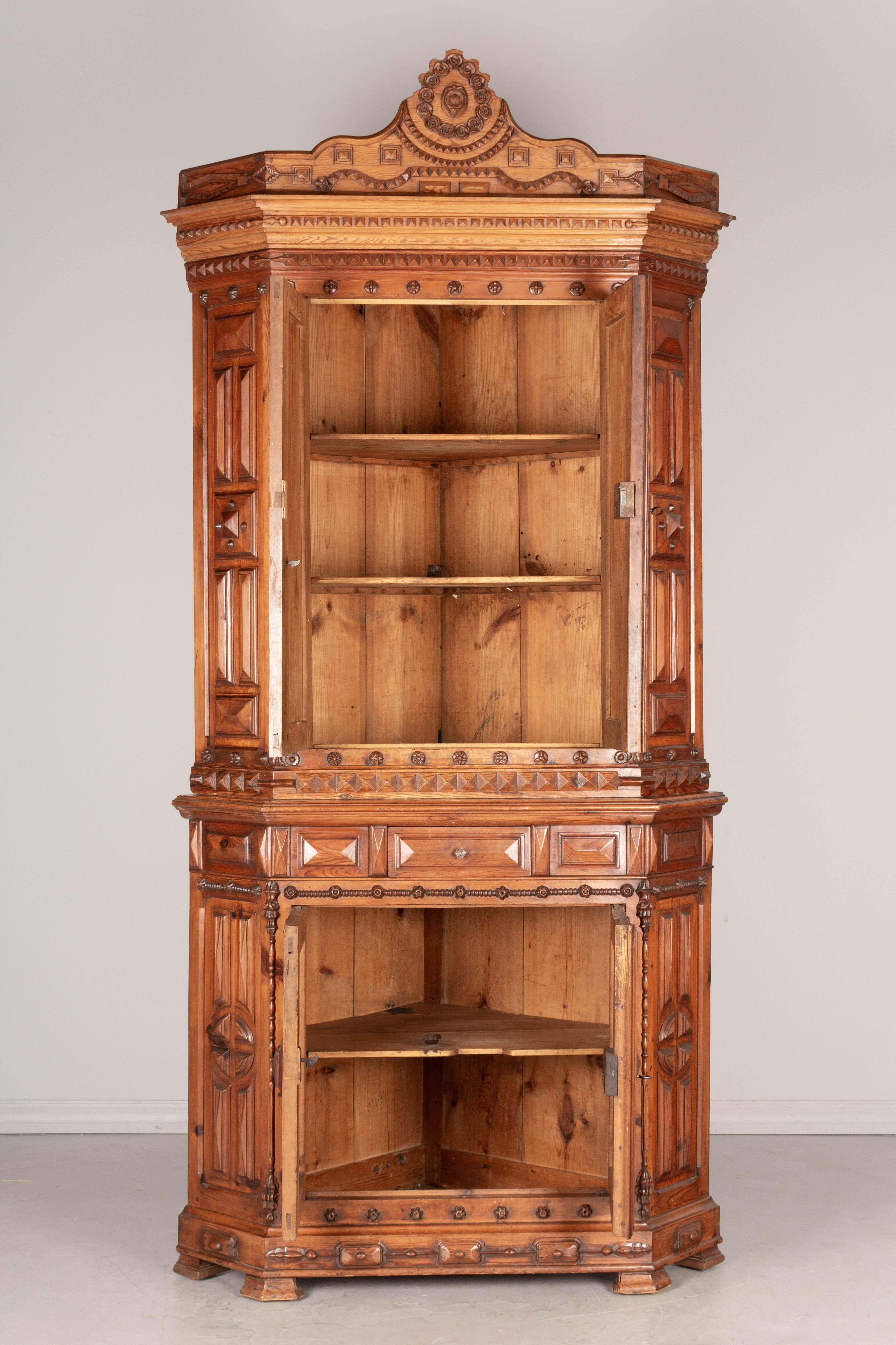 19th Century French Country Folk Art Corner Cabinet In Good Condition For Sale In Winter Park, FL