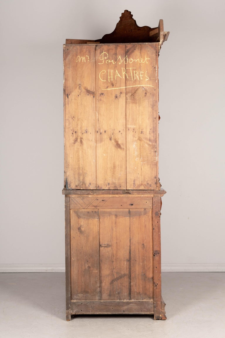 Pine 19th Century French Country Folk Art Corner Cabinet For Sale
