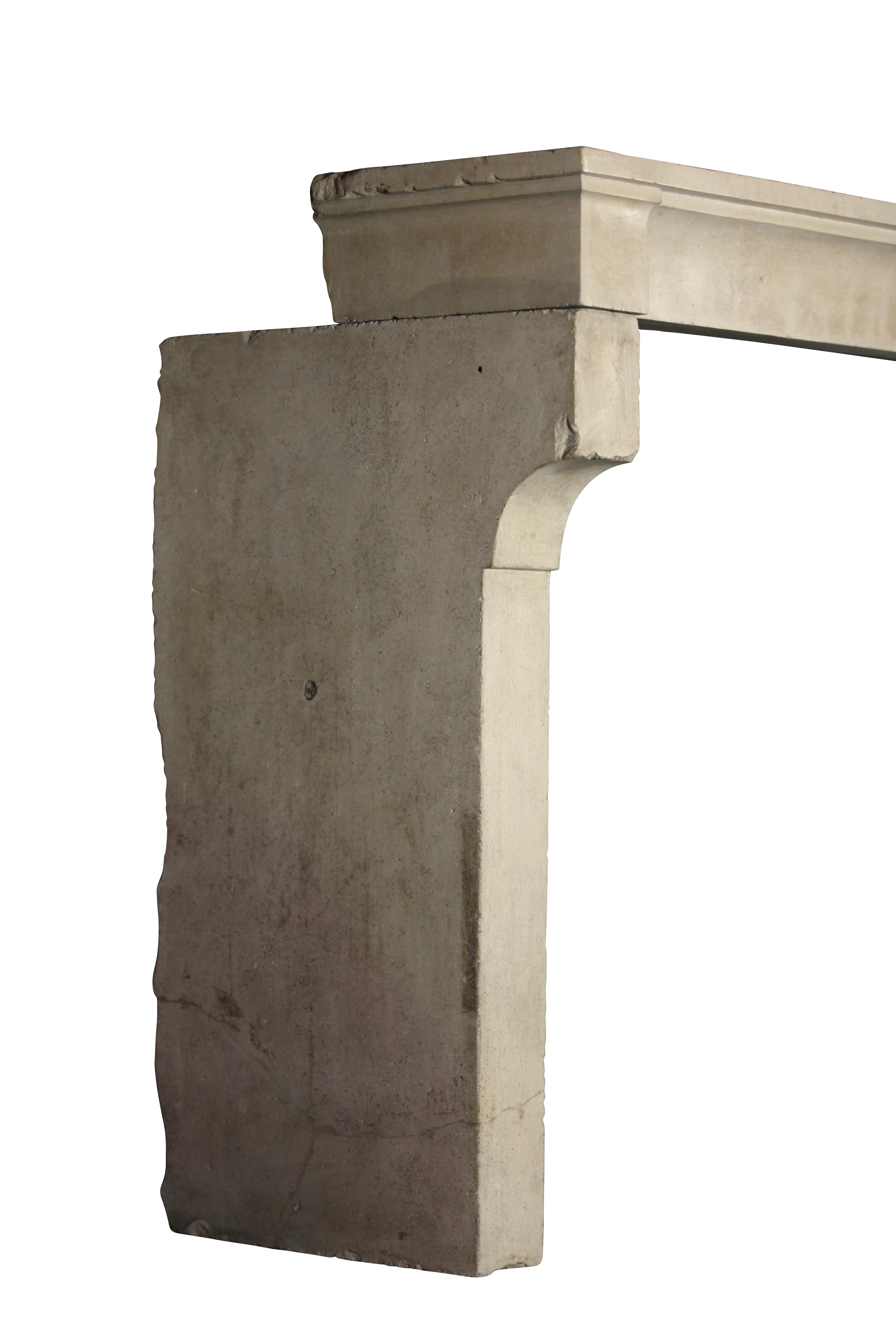 19th Century French Country Limestone Antique Fireplace Mantle For Sale 7