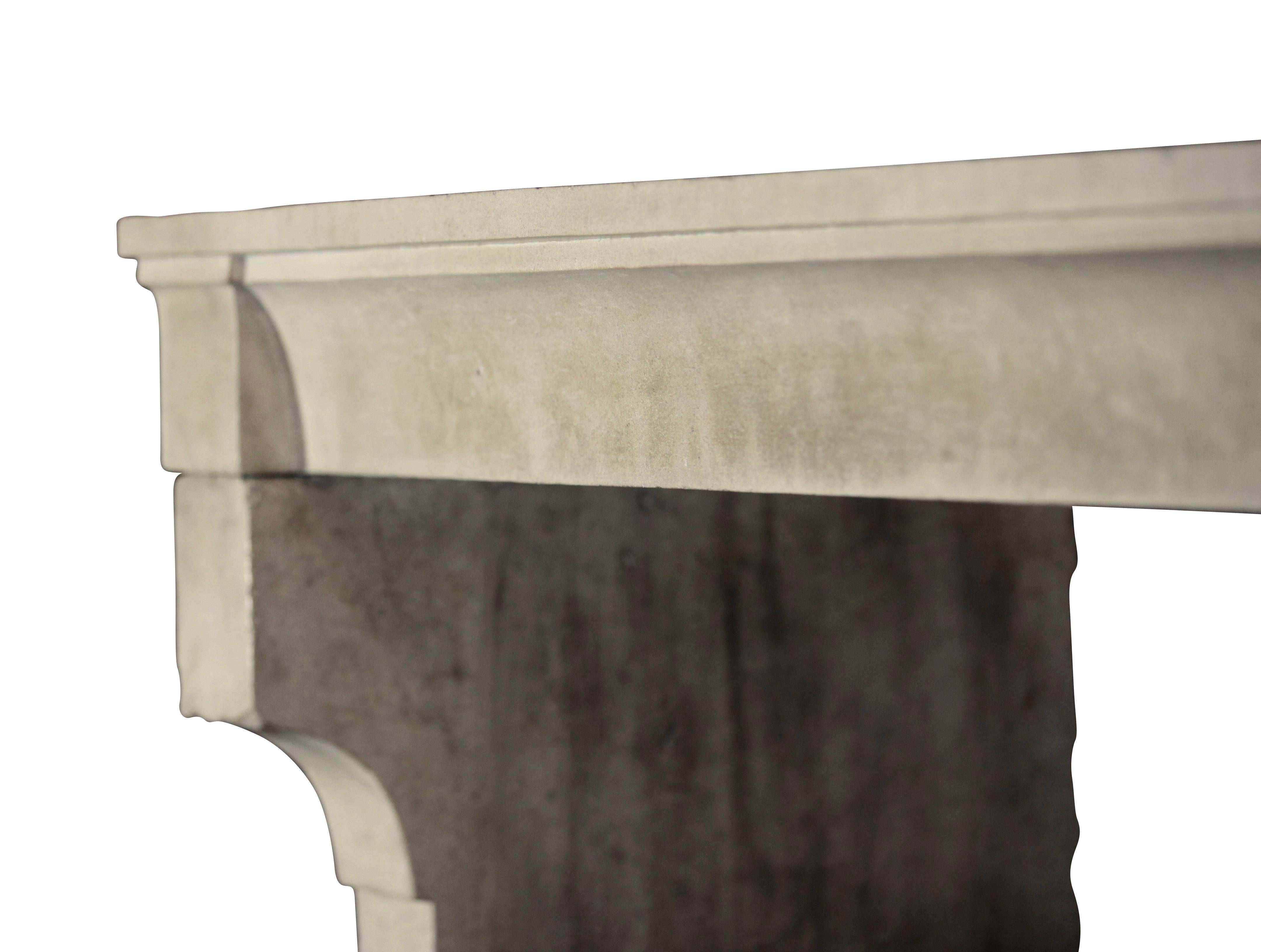 19th Century French Country Limestone Antique Fireplace Mantle For Sale 9