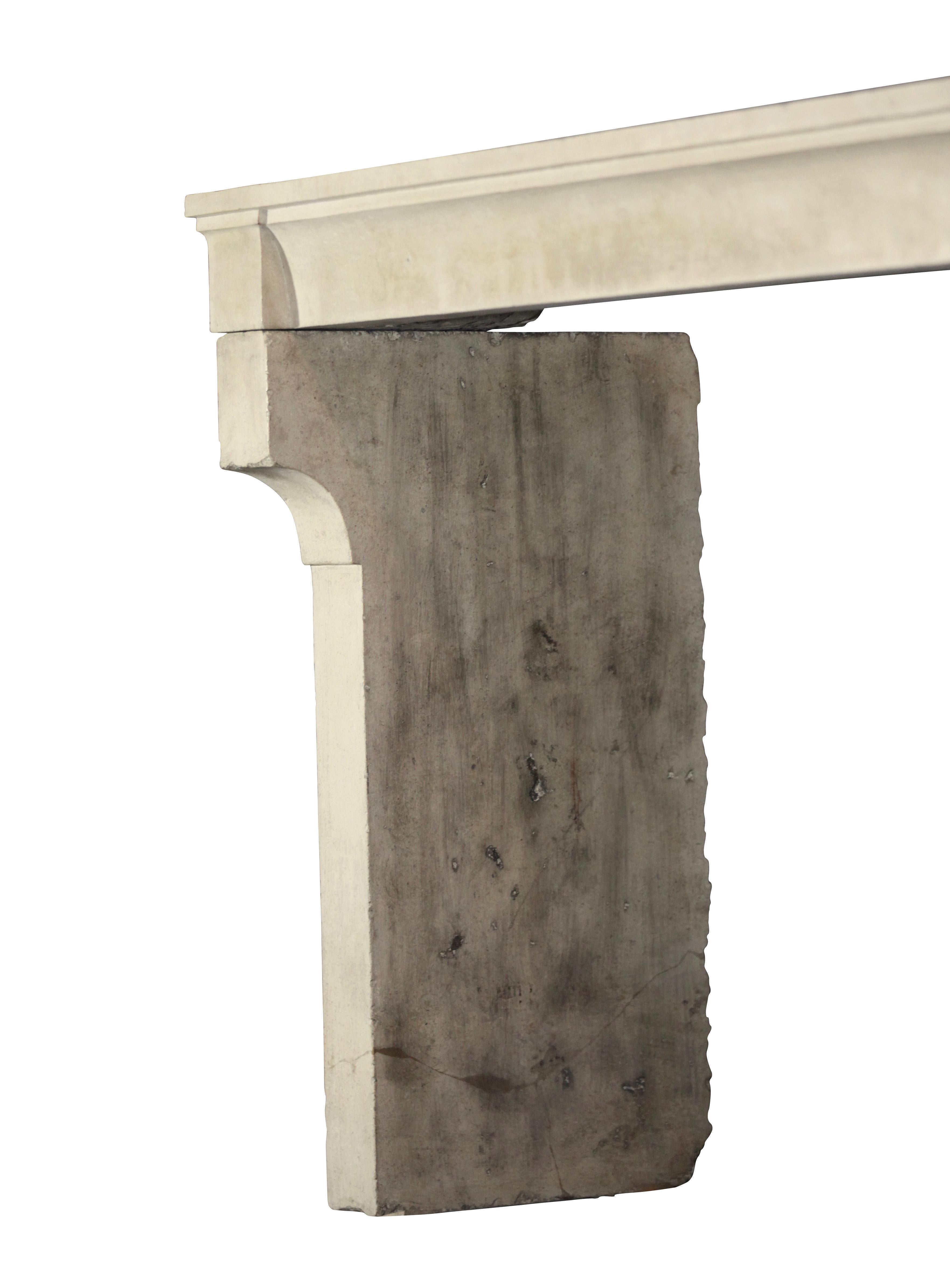 19th Century French Country Limestone Antique Fireplace Mantle For Sale 11
