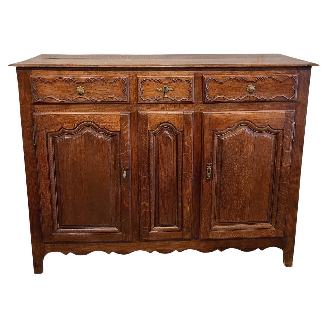 19th Century French Country Louis XV Oak Buffet For Sale