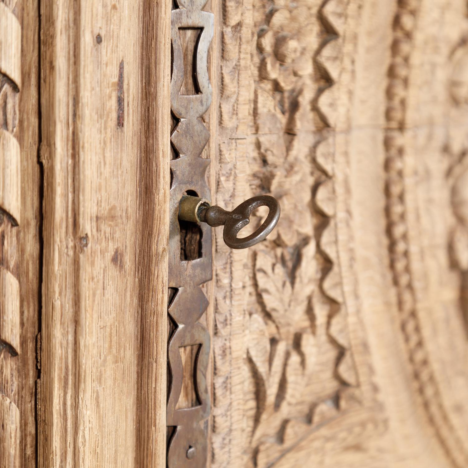 Early 19th Century 19th Century French Country Louis XV Style Bleached Oak Normandy Wedding Armoire