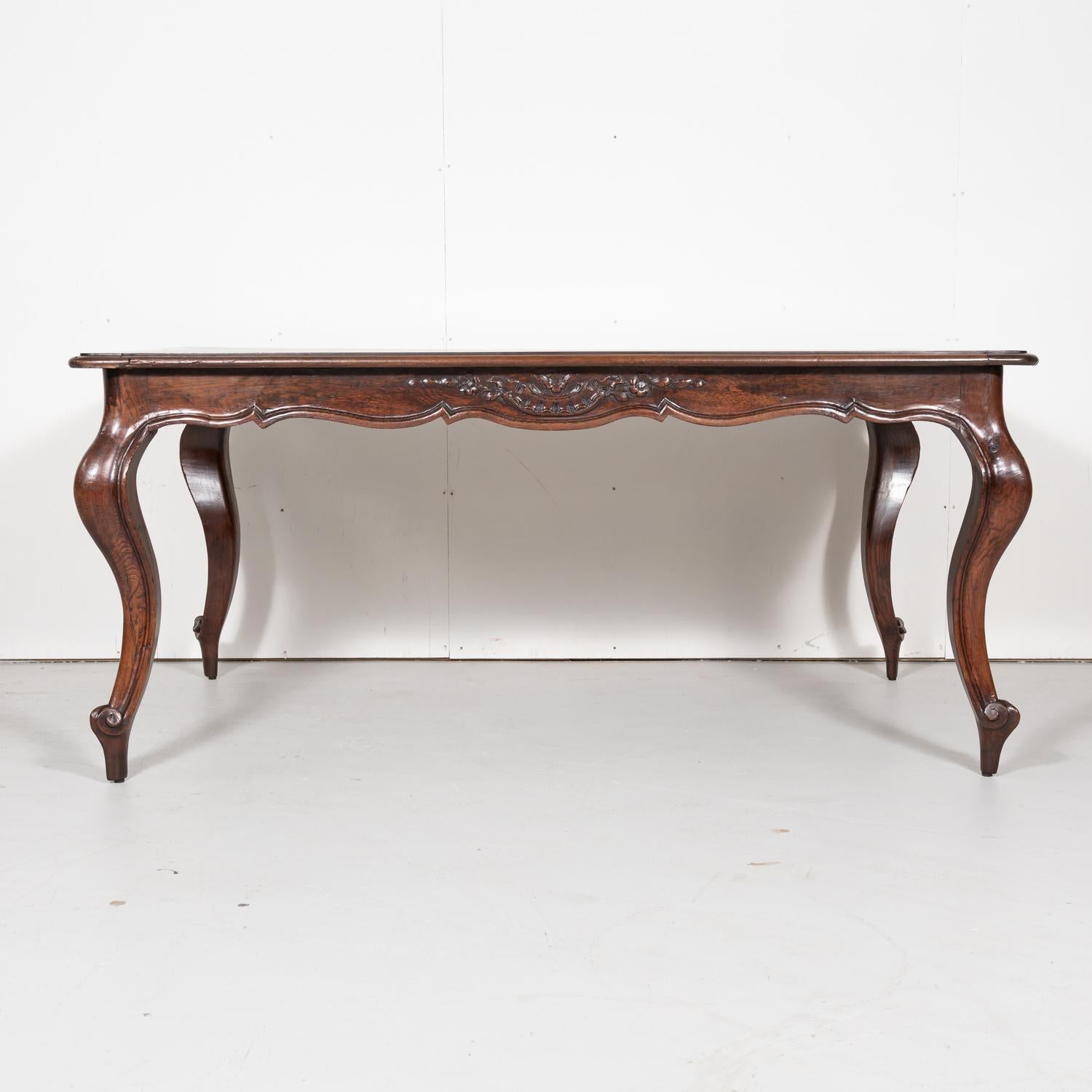 19th Century French Country Louis XV Style Walnut Farm Table In Good Condition In Birmingham, AL