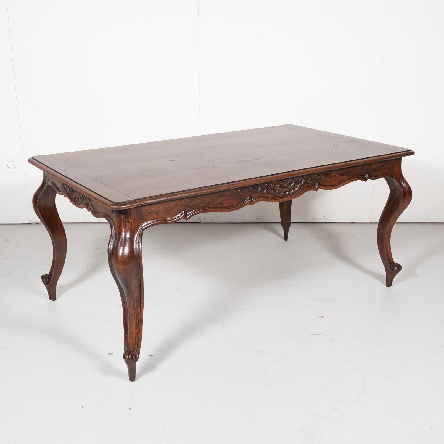 19th Century French Country Louis XV Style Walnut Farm Table 1