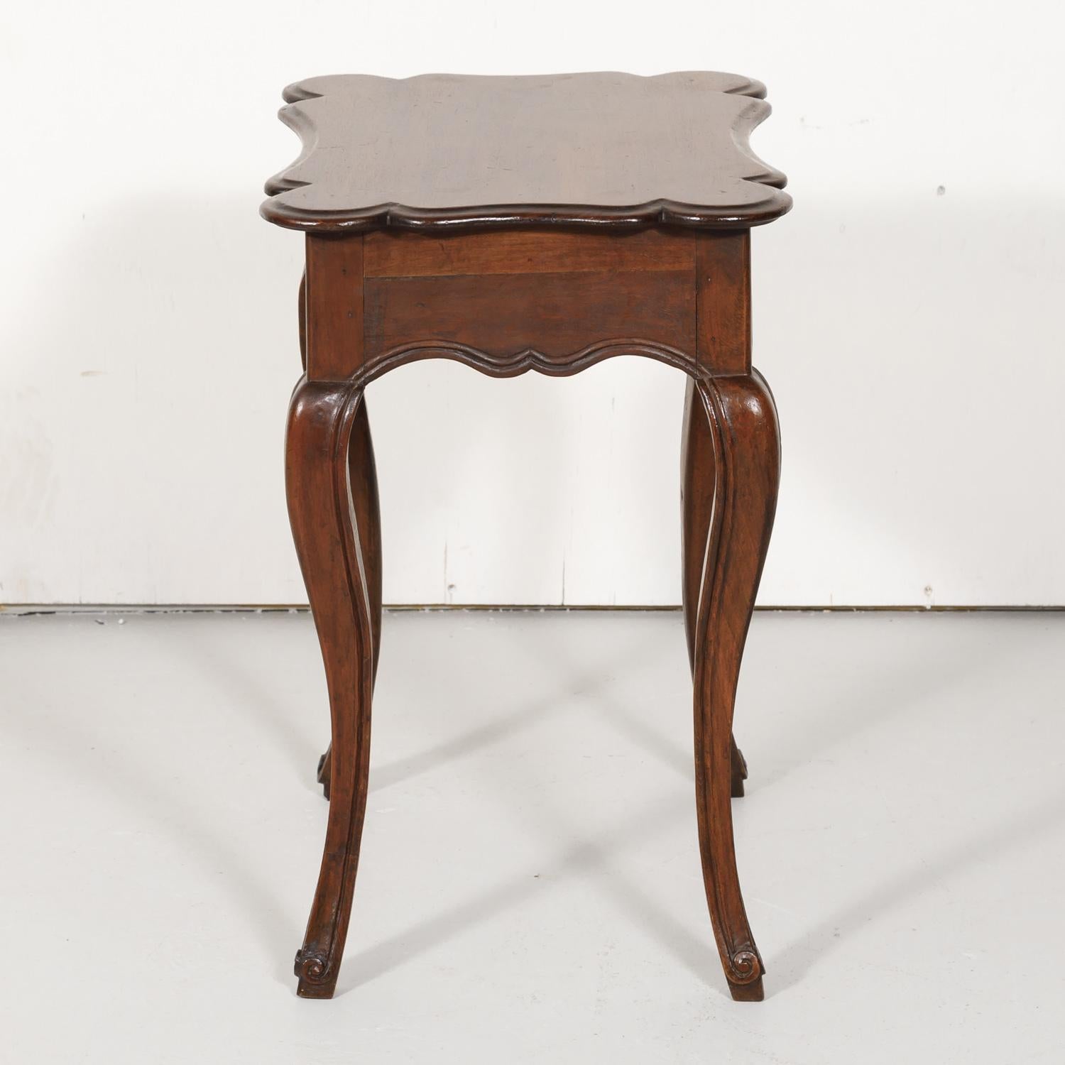 19th Century French Country Louis XV Style Walnut Side Table with Drawer 6