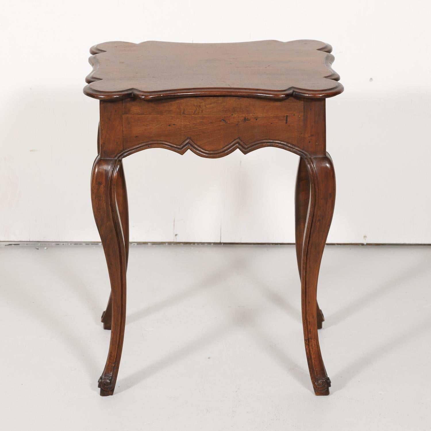 19th Century French Country Louis XV Style Walnut Side Table with Drawer 8
