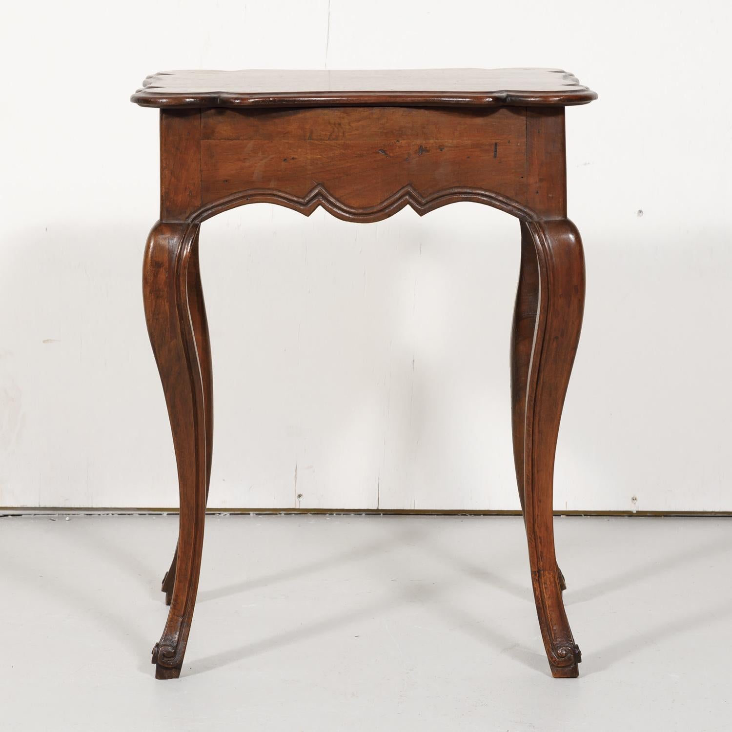 19th Century French Country Louis XV Style Walnut Side Table with Drawer 9