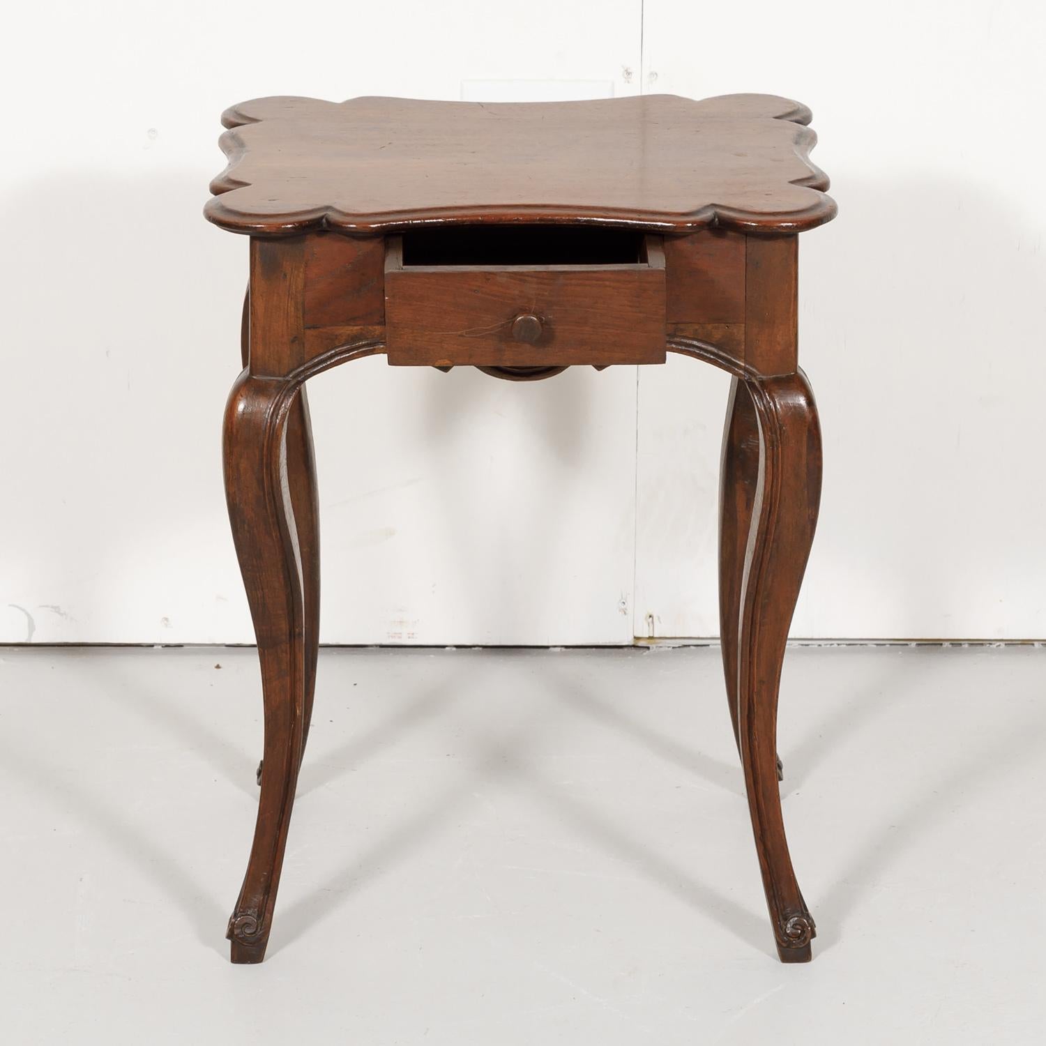 Late 19th Century 19th Century French Country Louis XV Style Walnut Side Table with Drawer