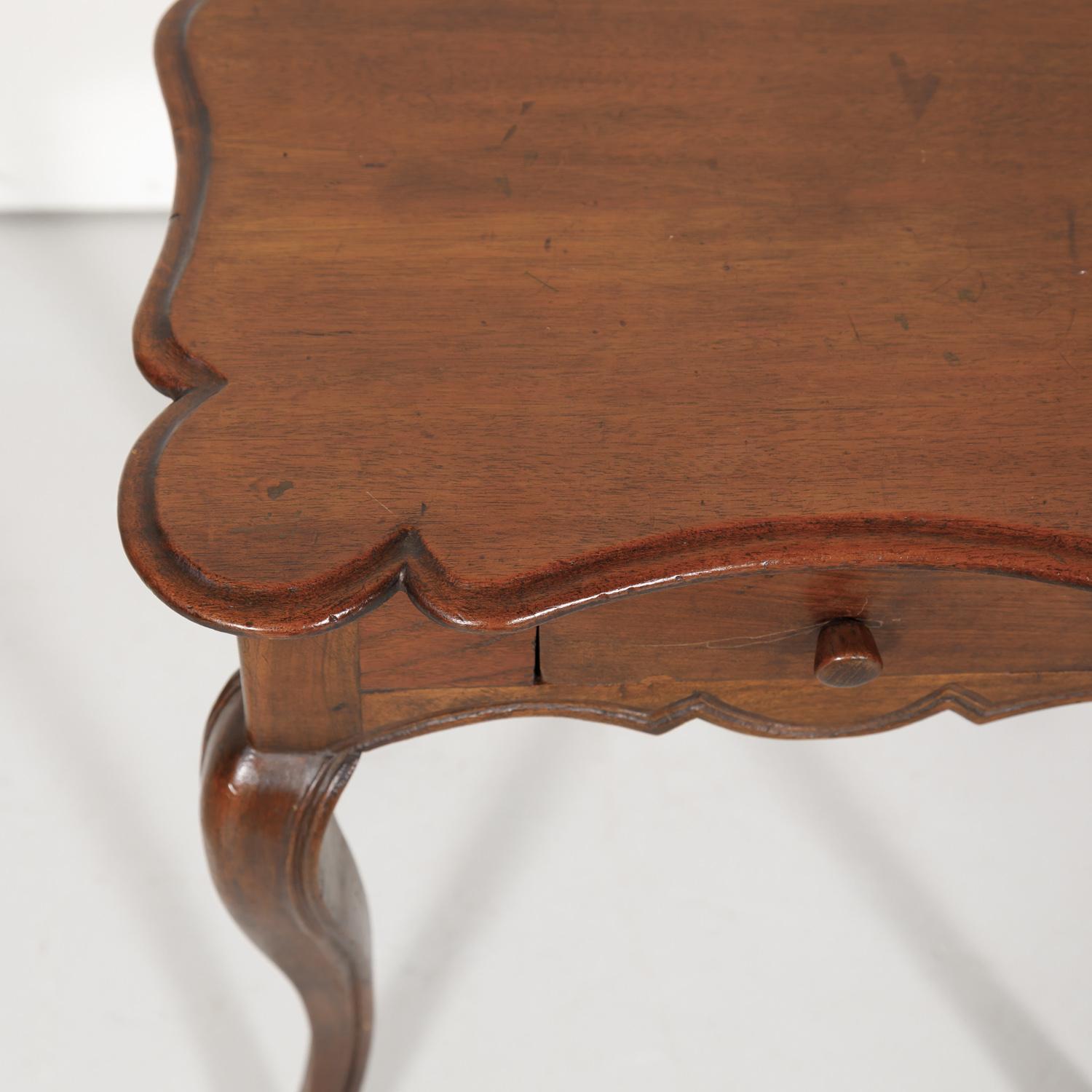 19th Century French Country Louis XV Style Walnut Side Table with Drawer 3