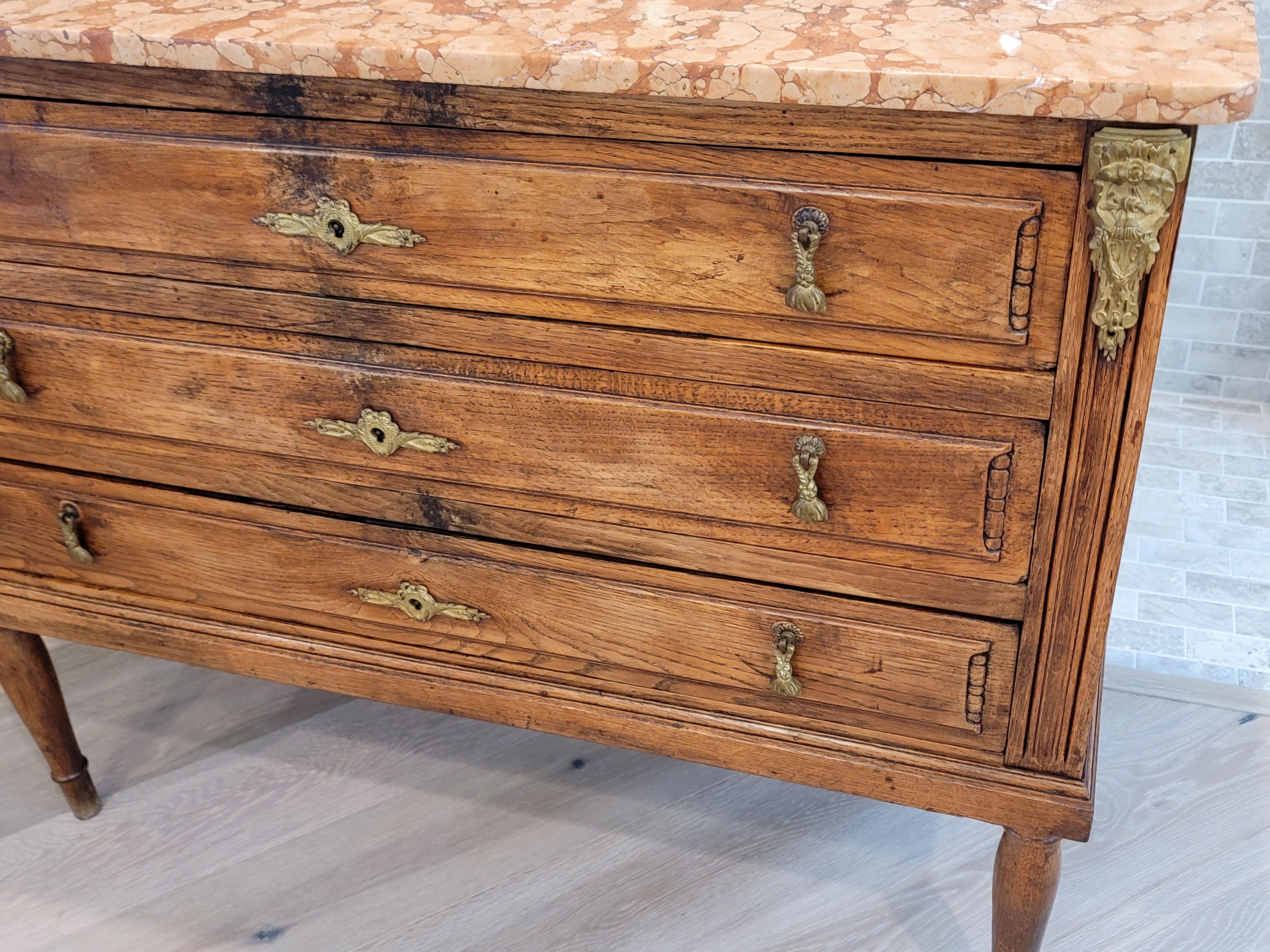 18th/19th Century Country French Louis XVI Oak Chest Of Drawers Commode 5