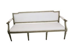 19th Century French Country Painted Carved Wood Settee