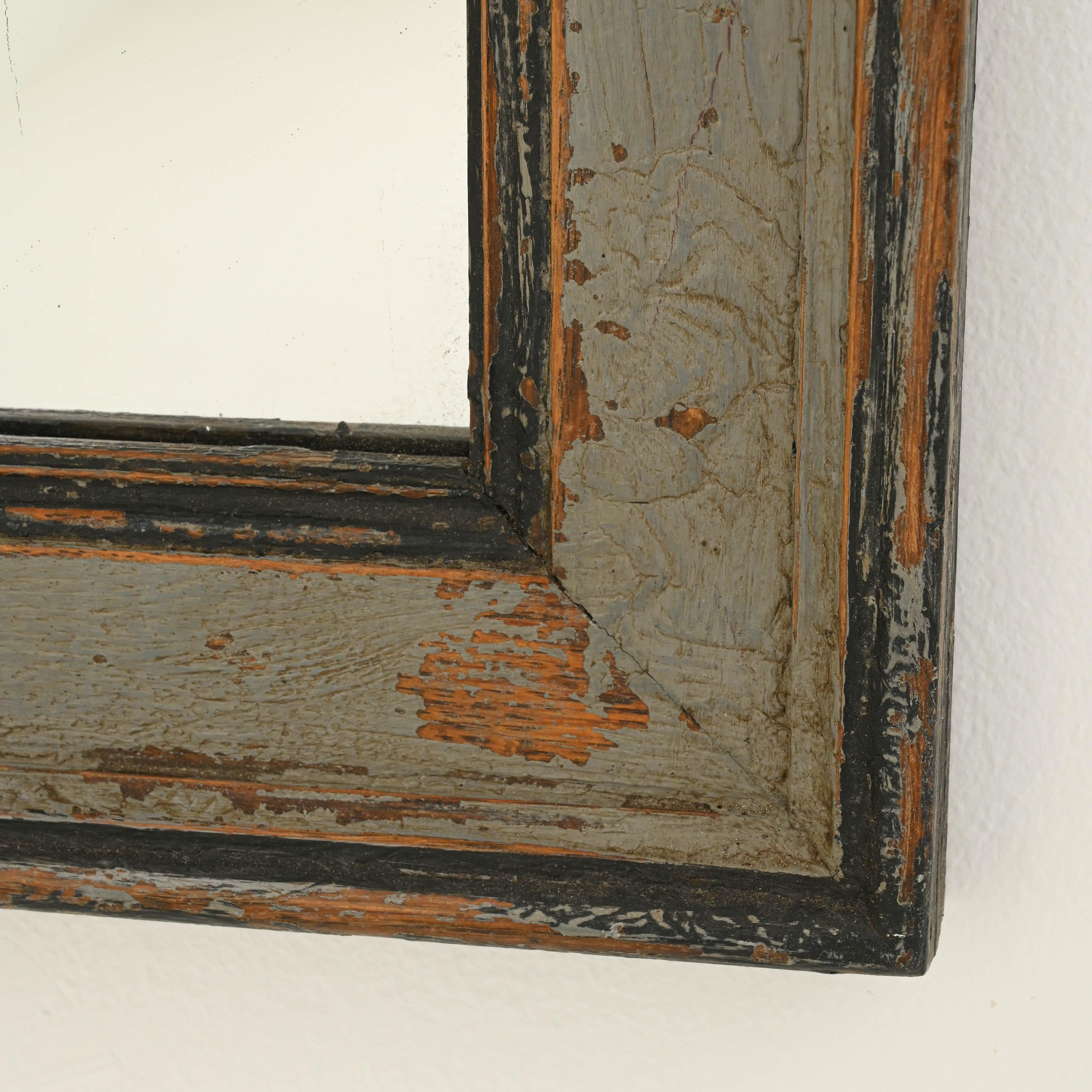 19th Century French Country Patinated Wooden Mirror 7