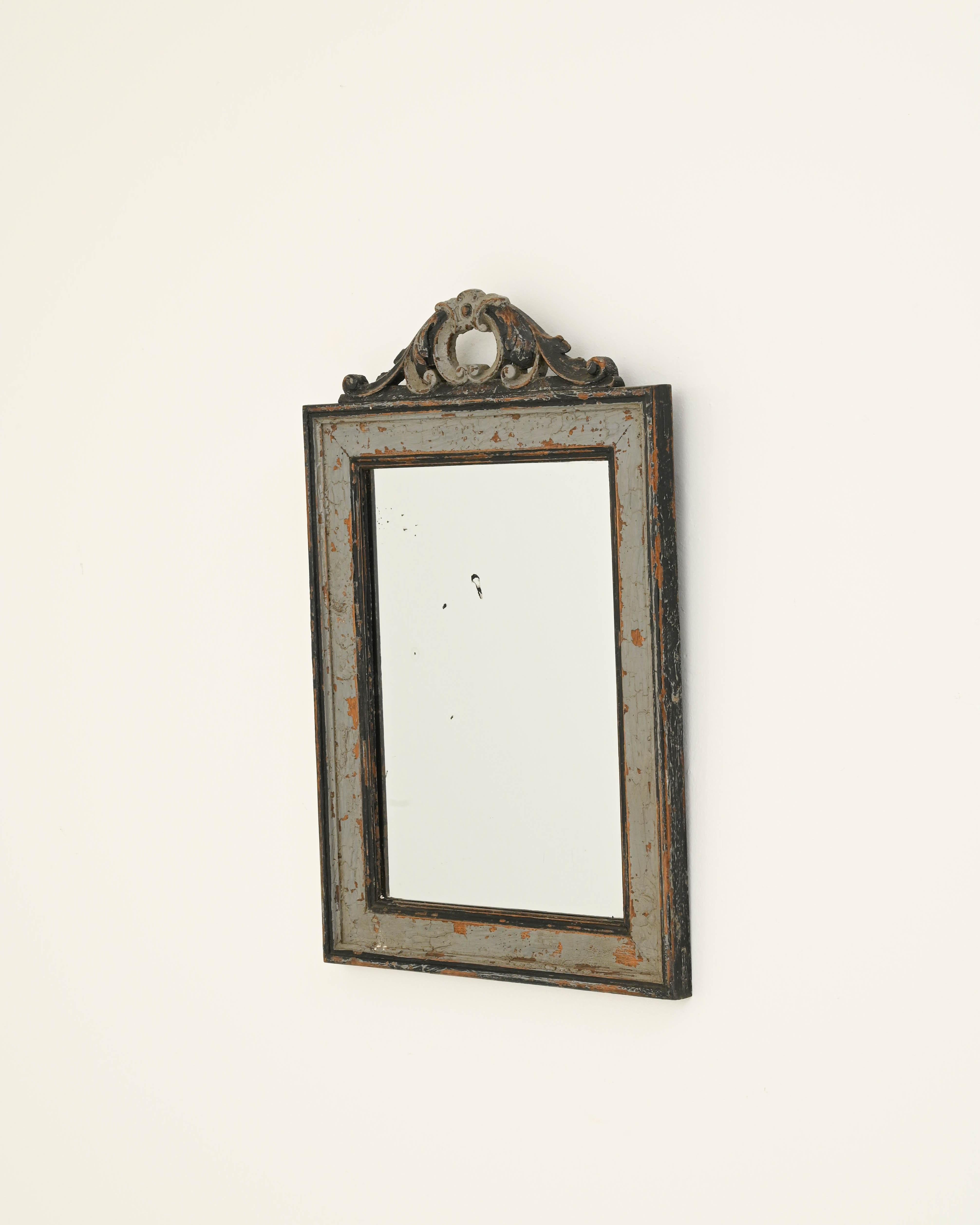 19th Century French Country Patinated Wooden Mirror 1