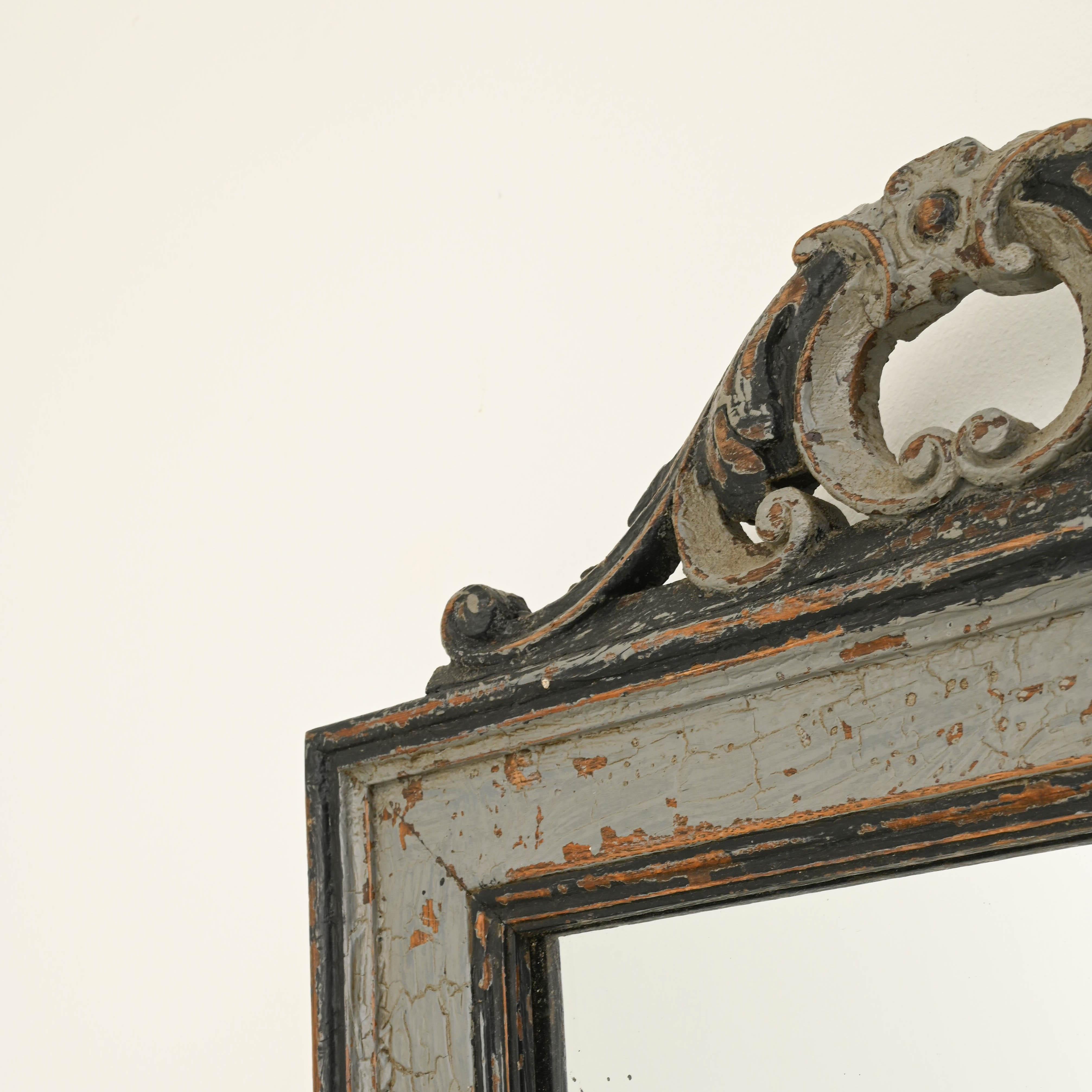 19th Century French Country Patinated Wooden Mirror 6
