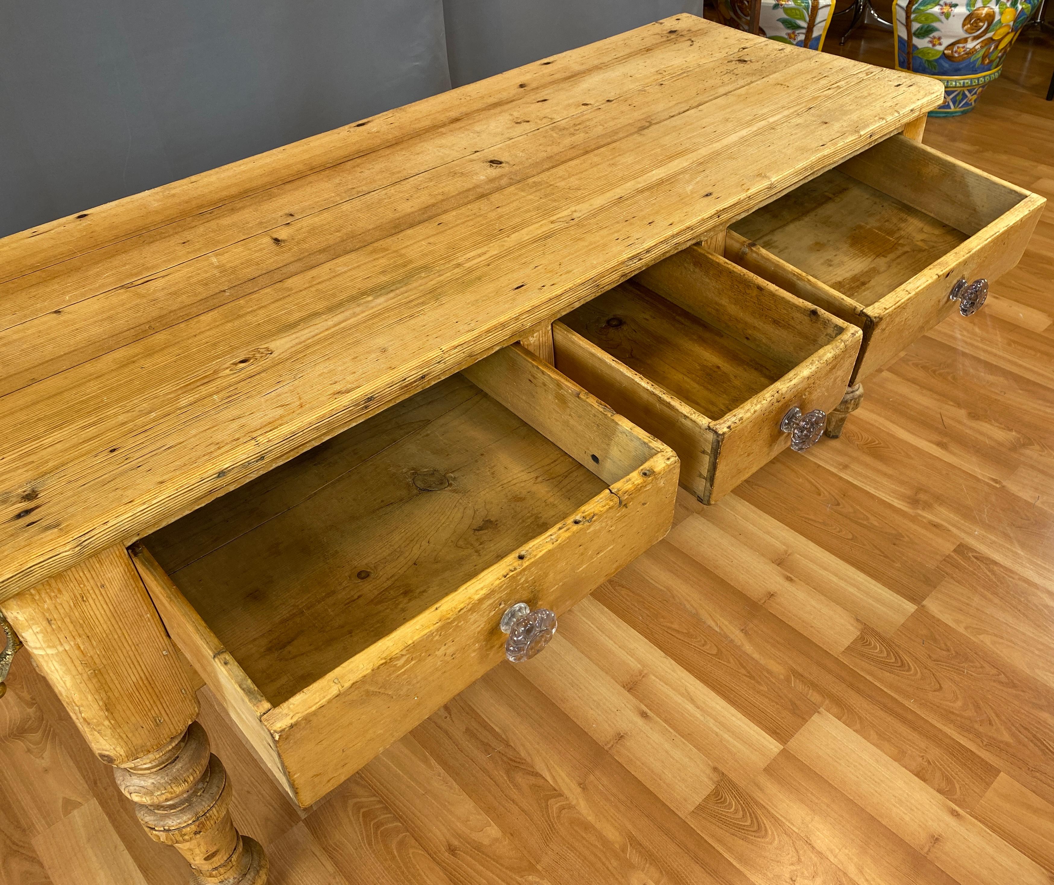19th Century French Country Pine Farmhouse Table 7