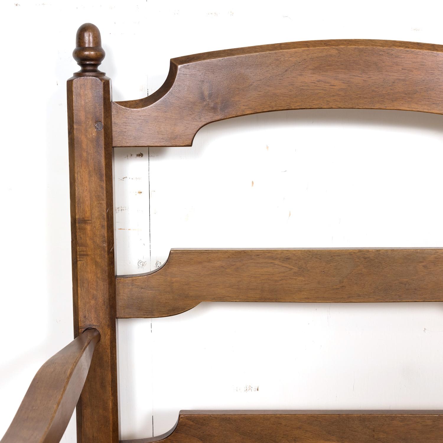 19th Century French Country Walnut Ladder Back Radassier or Settee Rush Seat 4