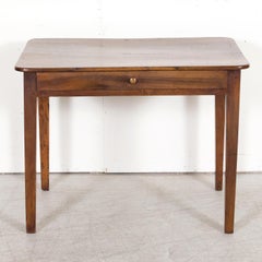 19th Century French Country Walnut Side Table with Drawer