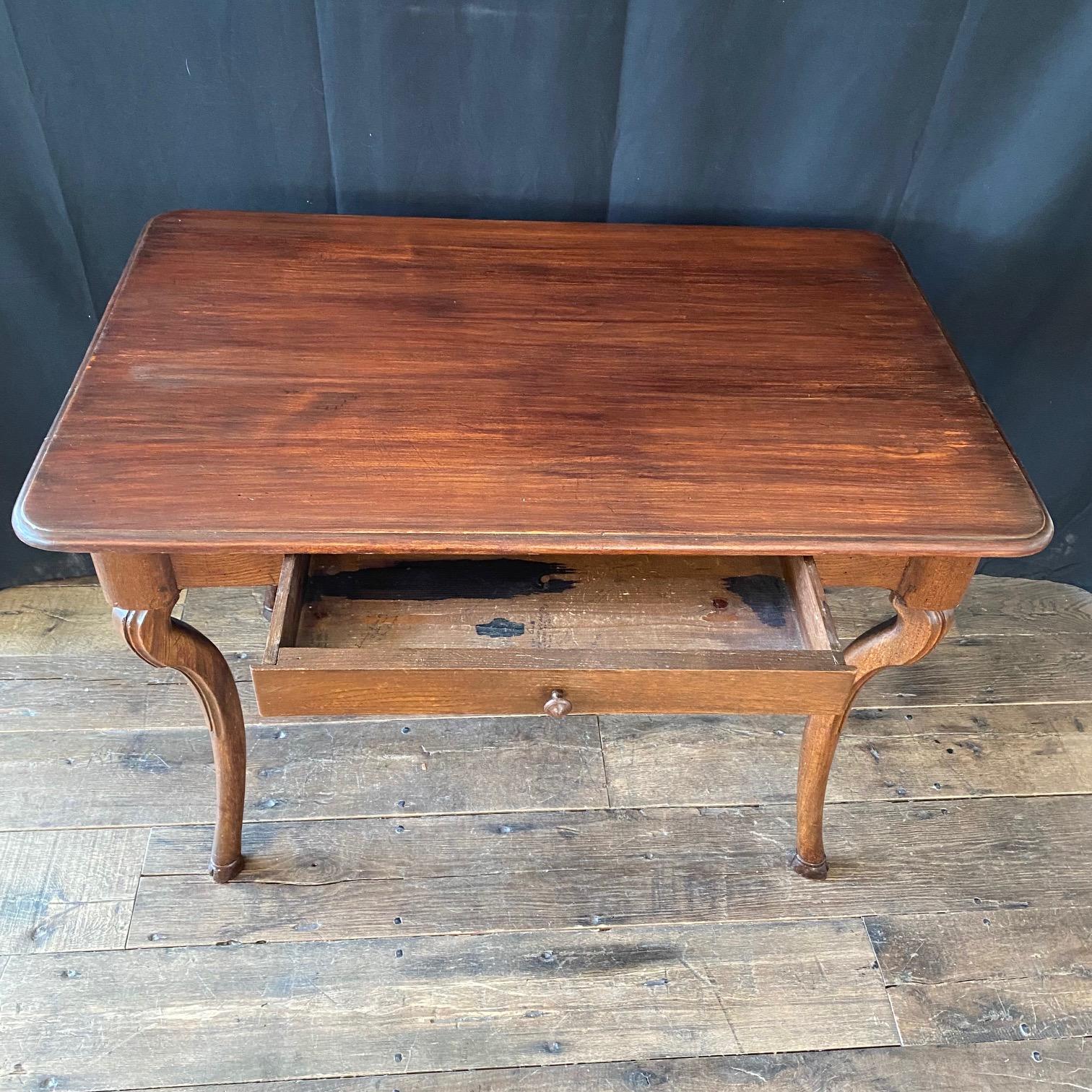 French Provincial 19th Century French Country Writing Table Desk or Side Table with Hoof Feet