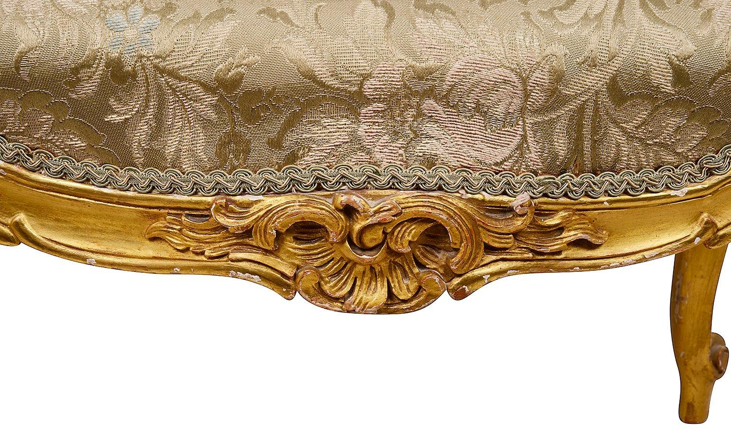 Louis XVI 19th Century French Craved Giltwood Stool