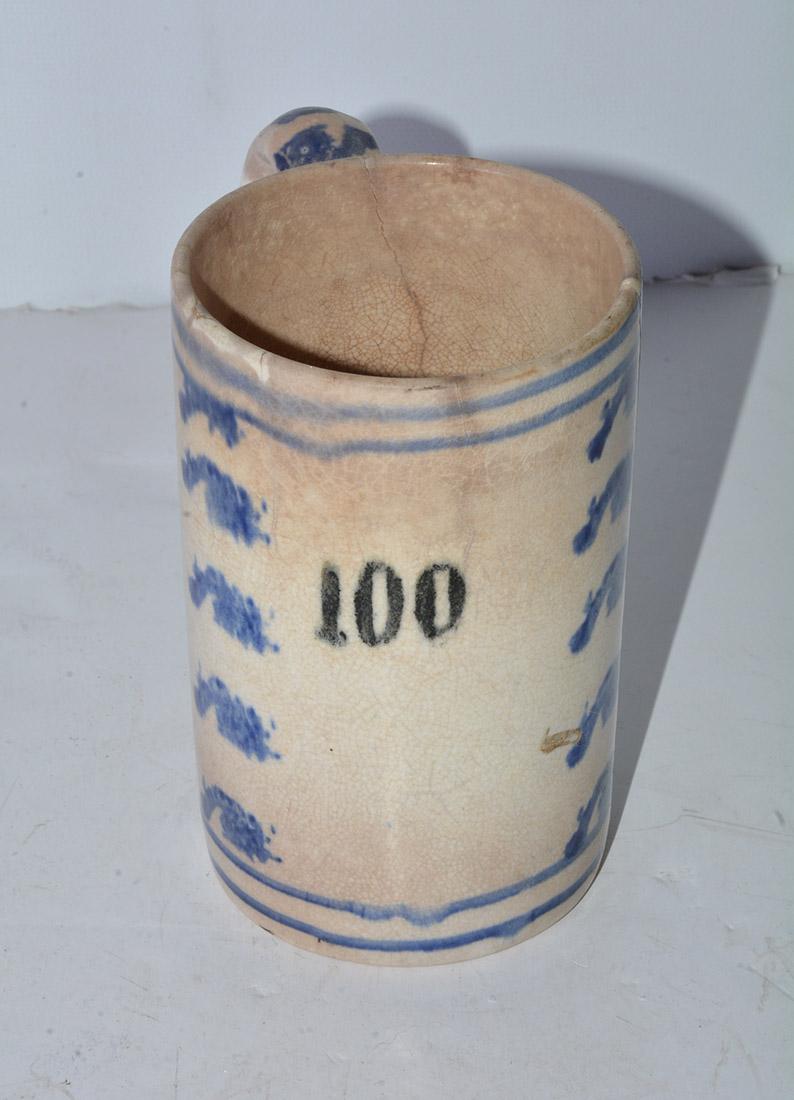 Hand-Crafted 19th Century French Creamware Mug For Sale