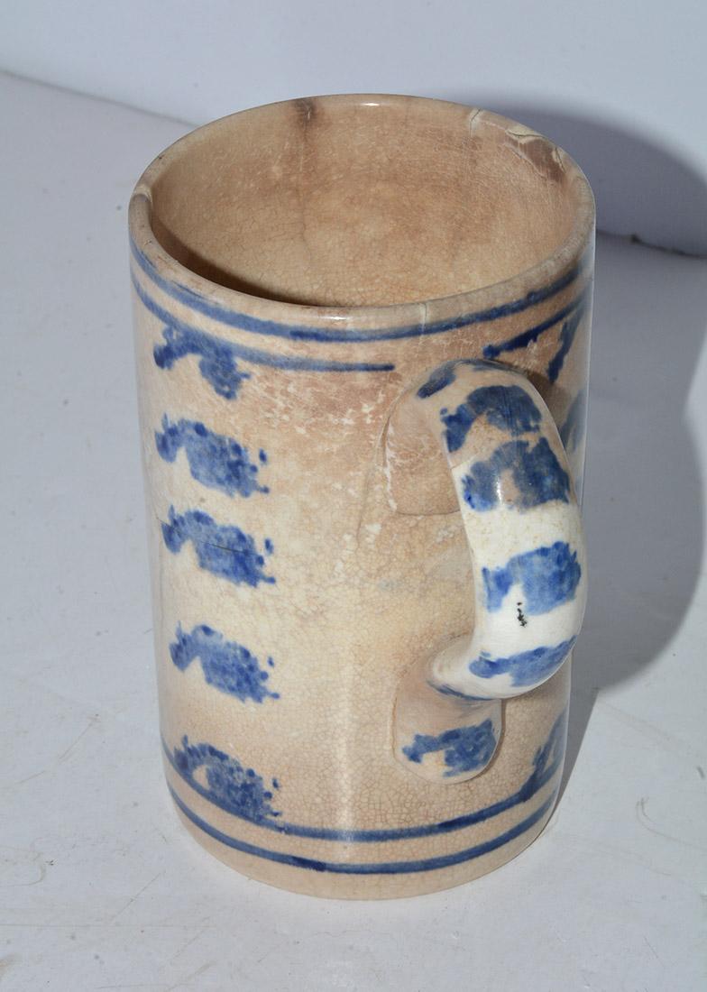 19th Century French Creamware Mug In Distressed Condition For Sale In Sheffield, MA