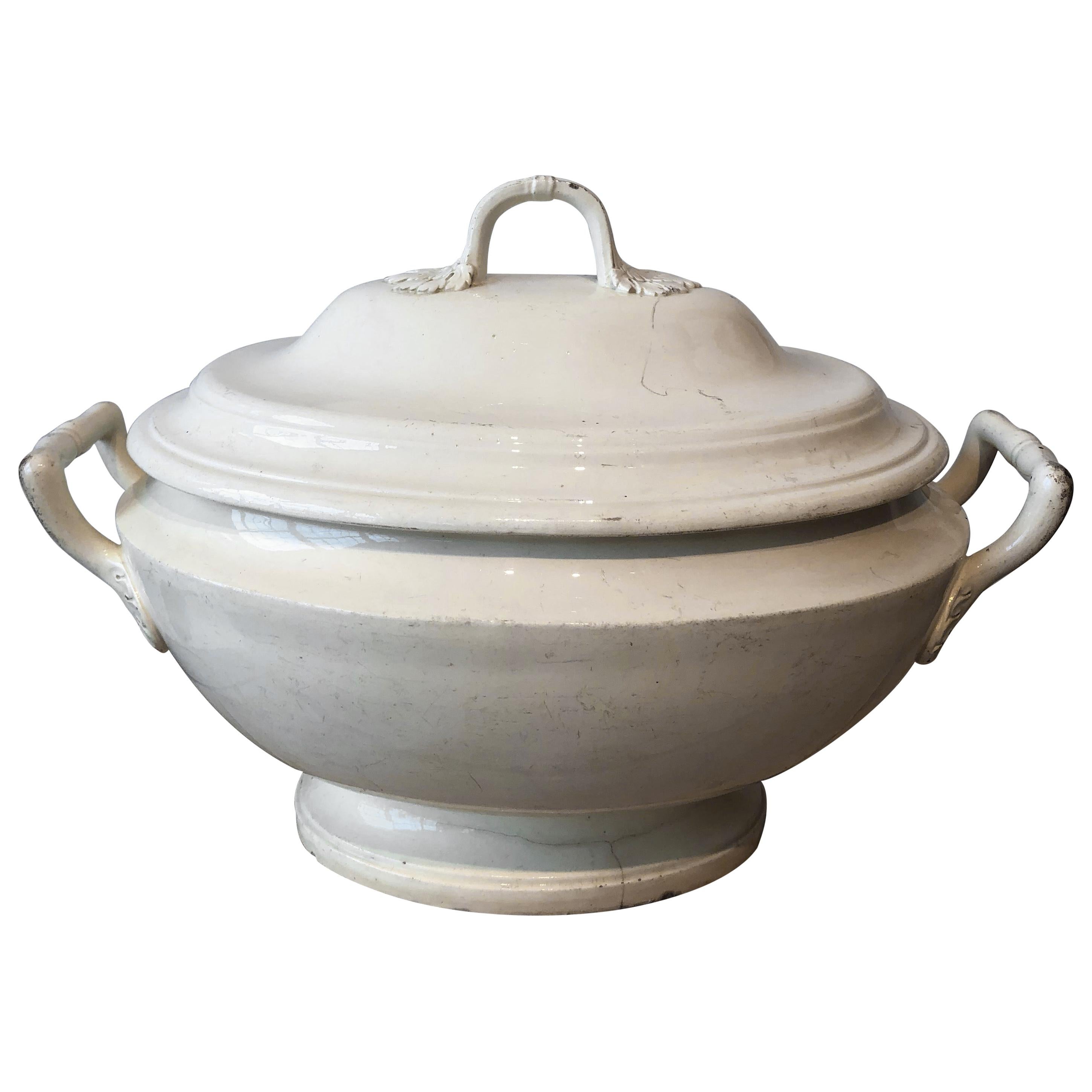 19th Century French Creamware Soup Tureen For Sale