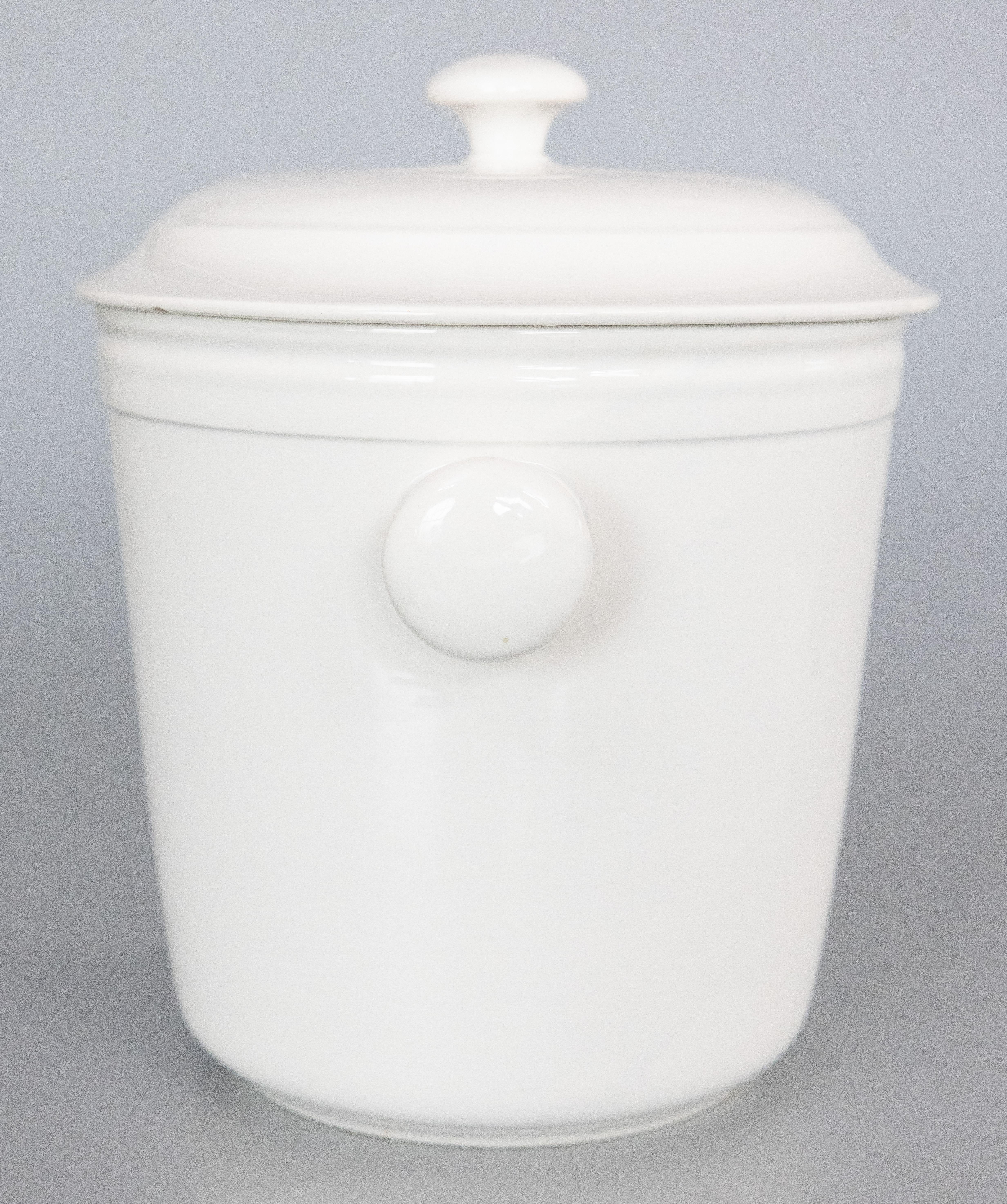 19th Century French Creil Et Montereau White Ironstone Lidded Ice Bucket For Sale 1