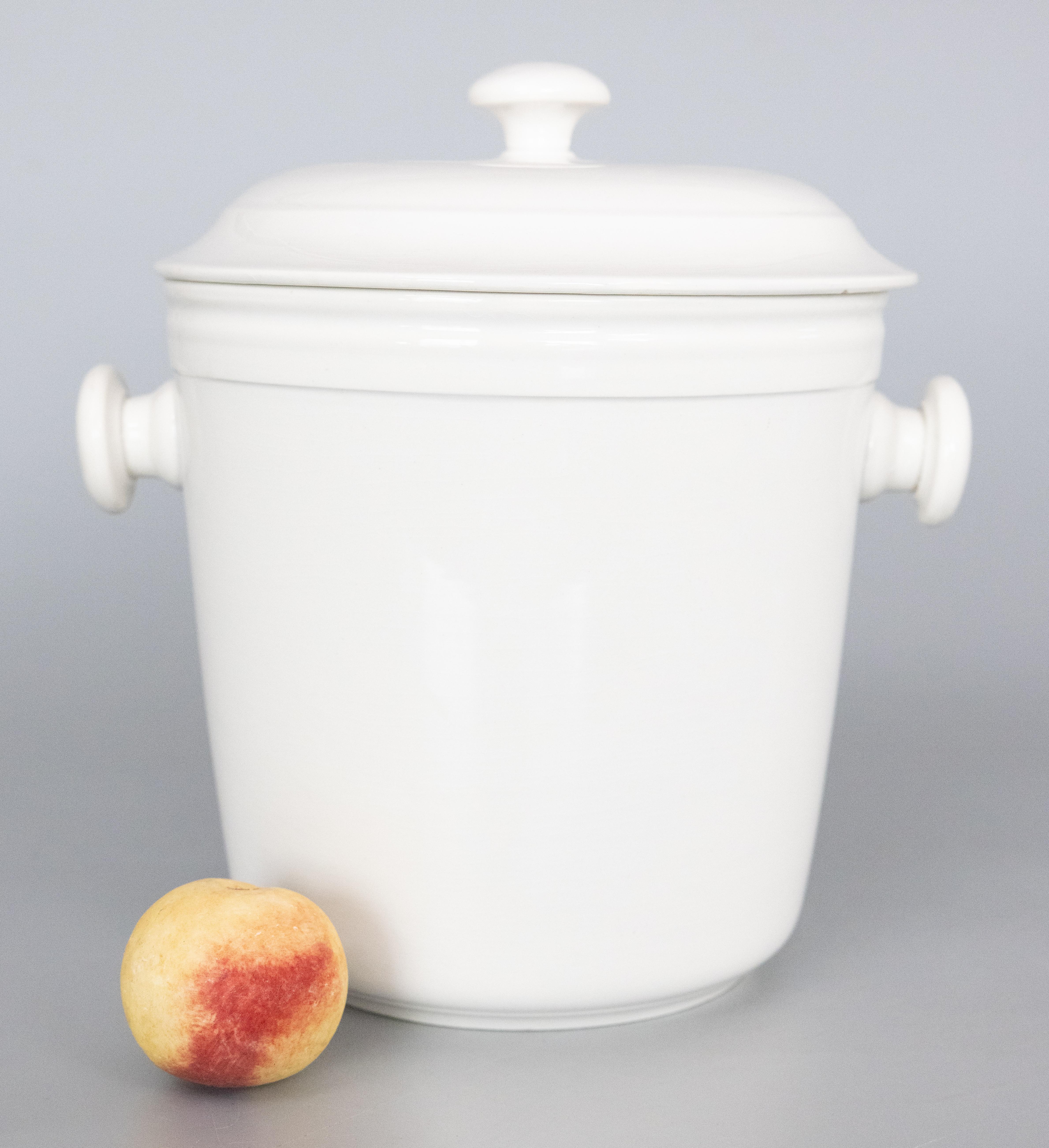 19th Century French Creil Et Montereau White Ironstone Lidded Ice Bucket For Sale 4