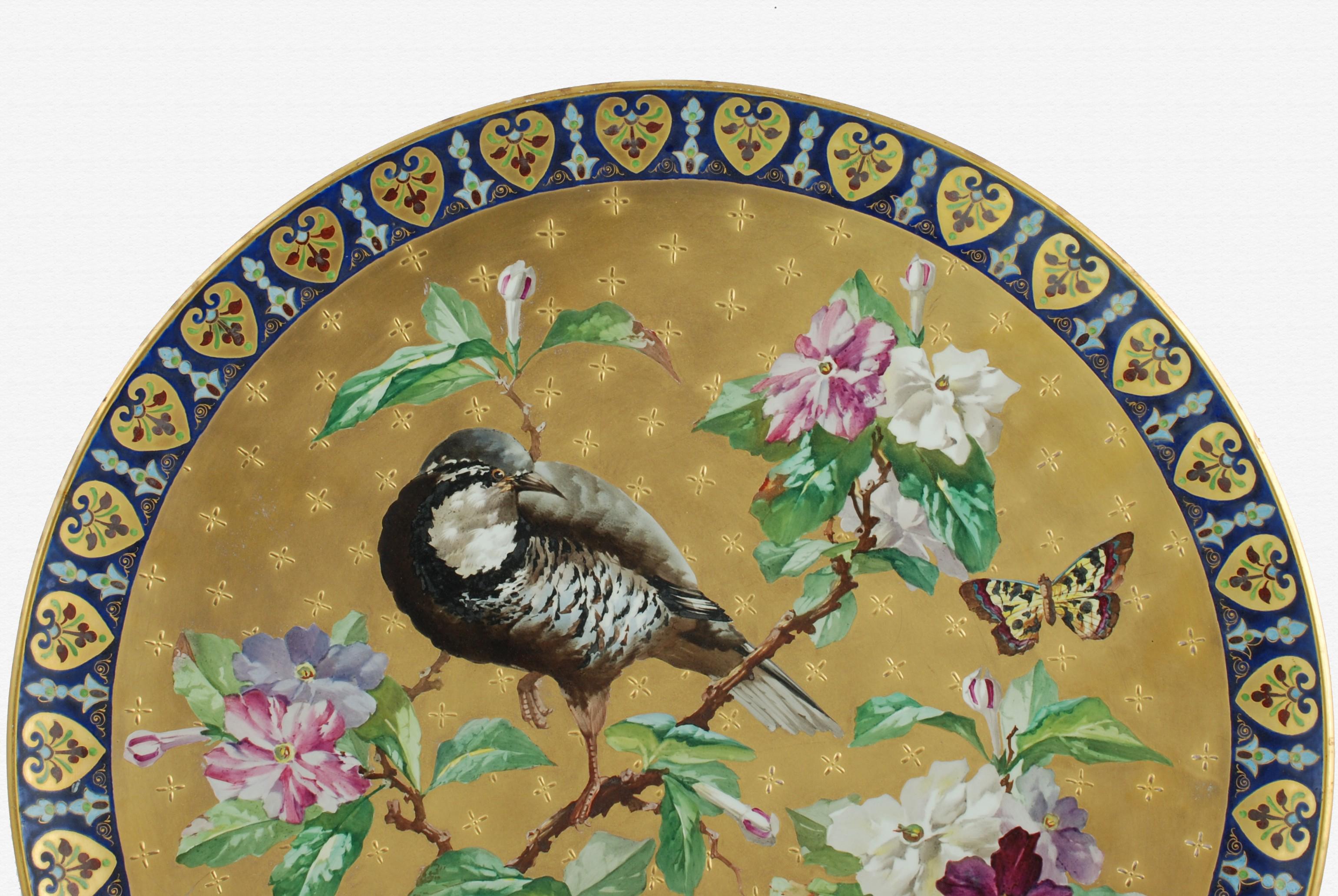 Hand-Painted 19th Century French Creil & Montereau Hand Painted Aesthetic Movement Charger For Sale