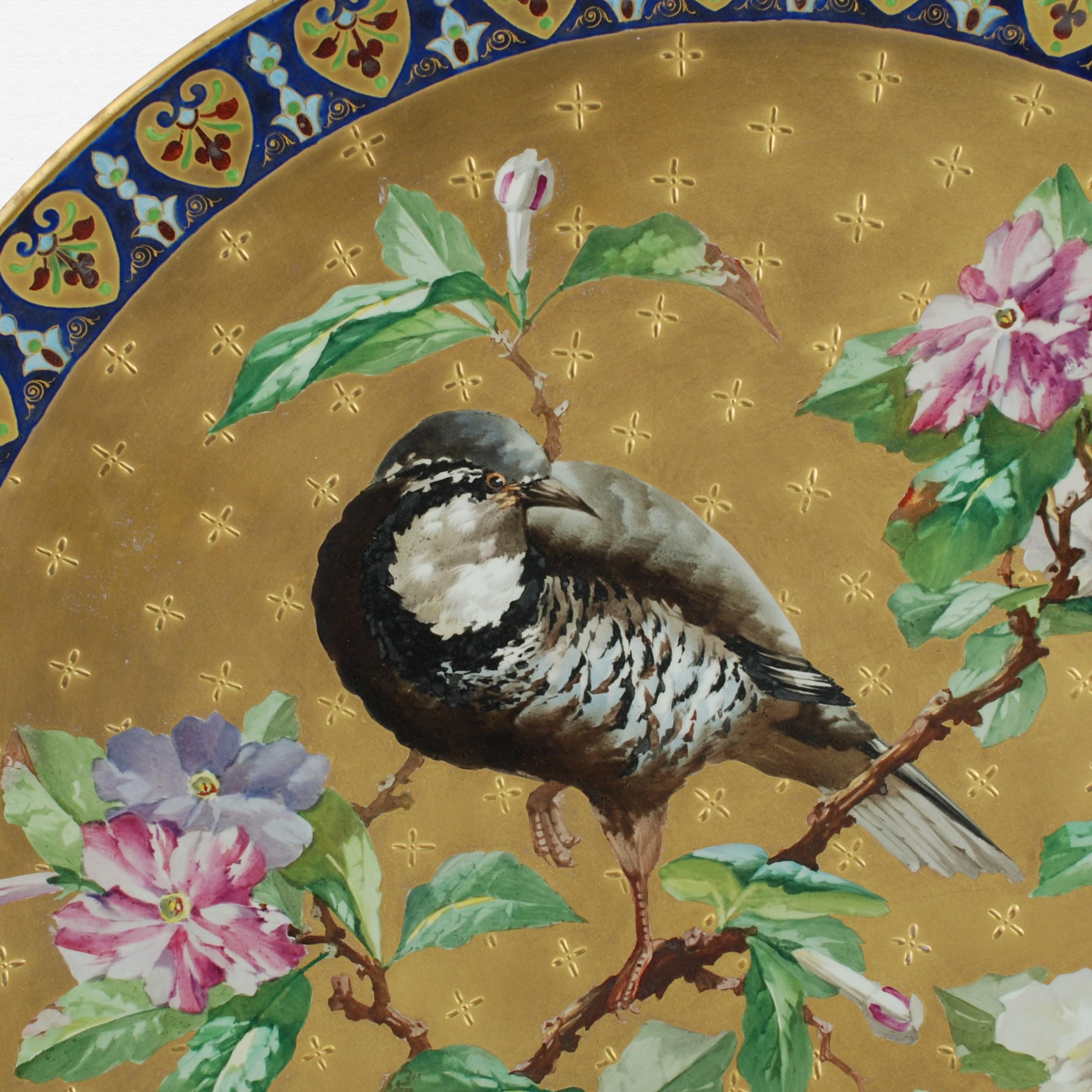19th Century French Creil & Montereau Hand Painted Aesthetic Movement Charger In Good Condition For Sale In Cincinnati, OH