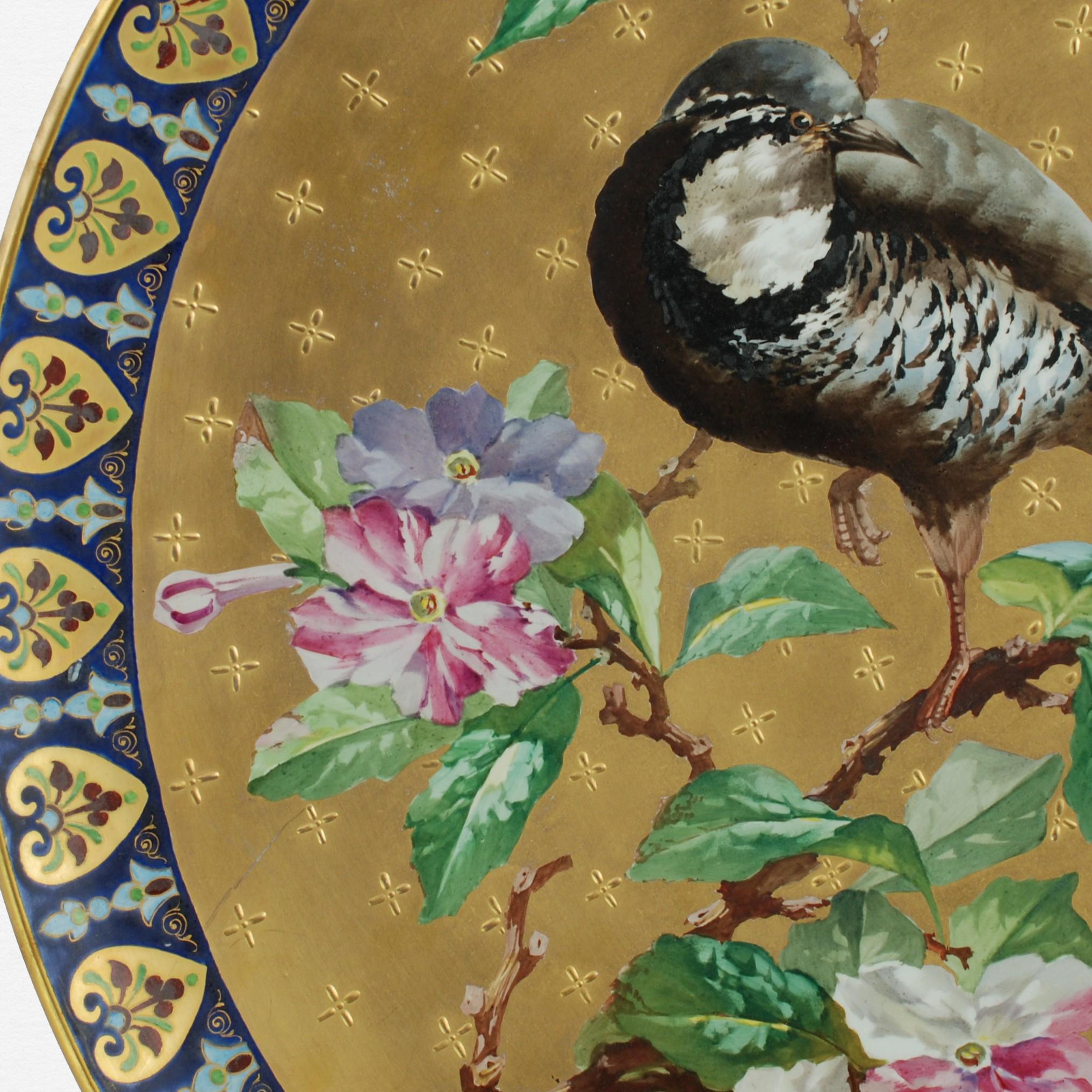 19th Century French Creil & Montereau Hand Painted Aesthetic Movement Charger For Sale 3