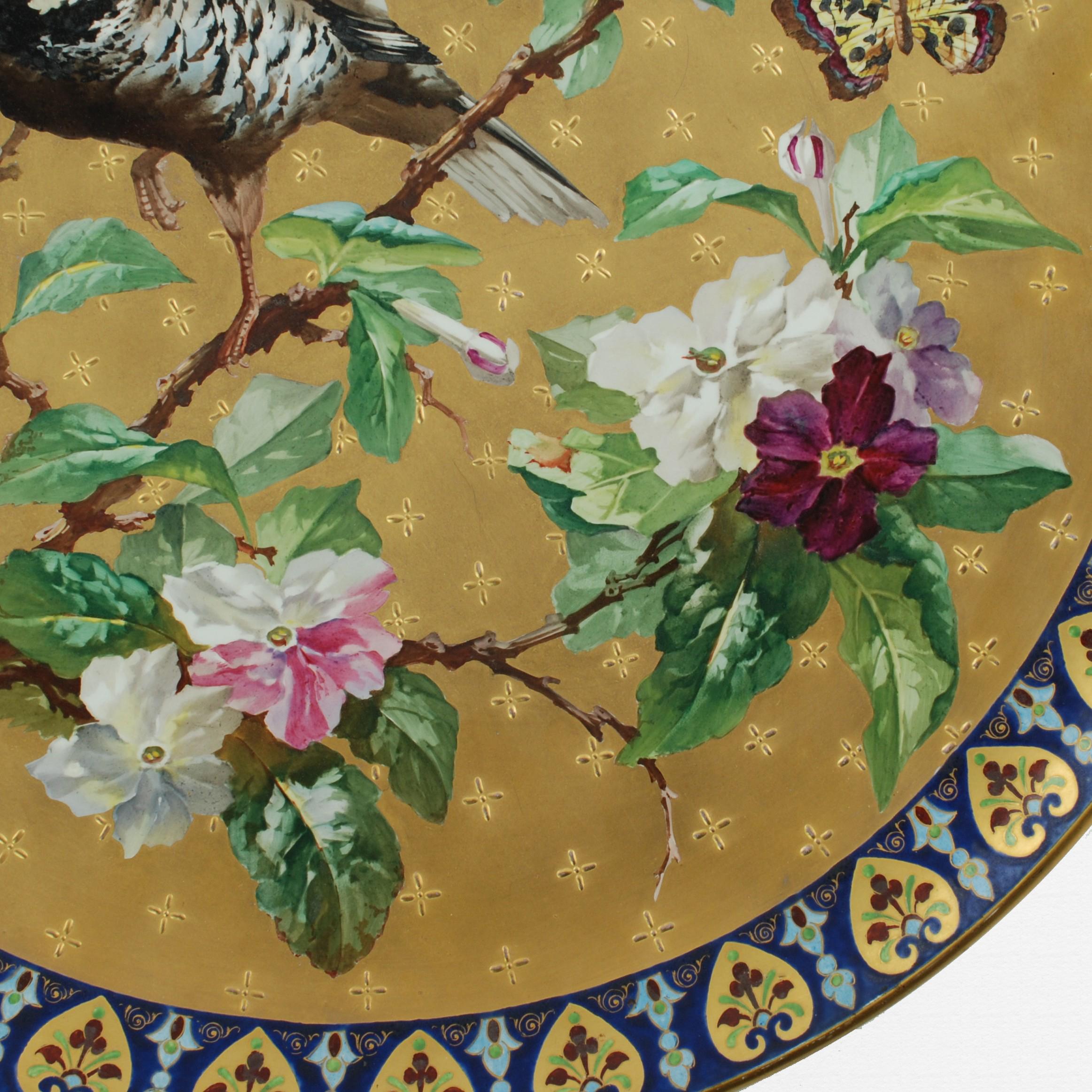 19th Century French Creil & Montereau Hand Painted Aesthetic Movement Charger For Sale 4