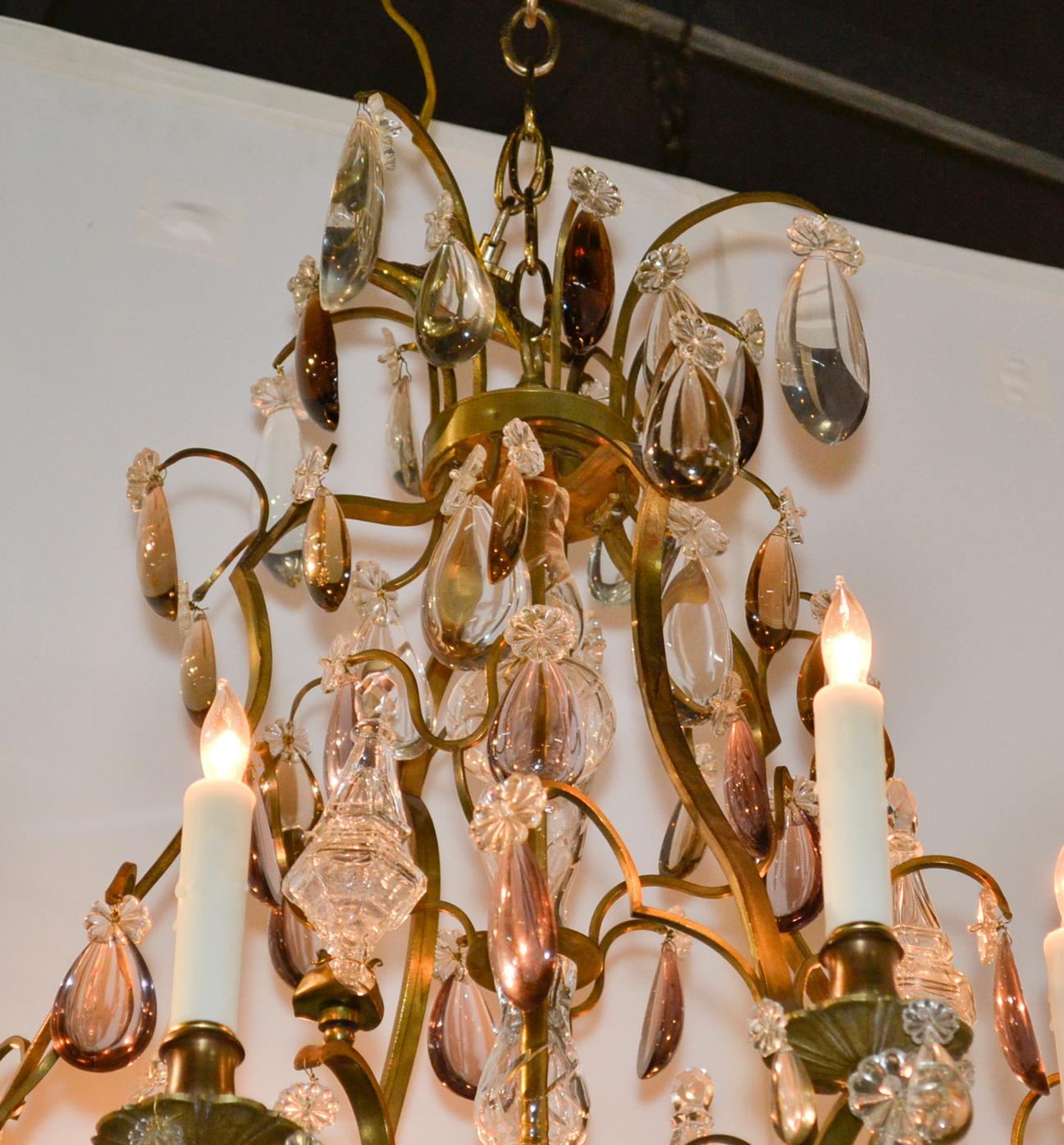 19th Century French Crystal and Amethyst Chandelier For Sale 1