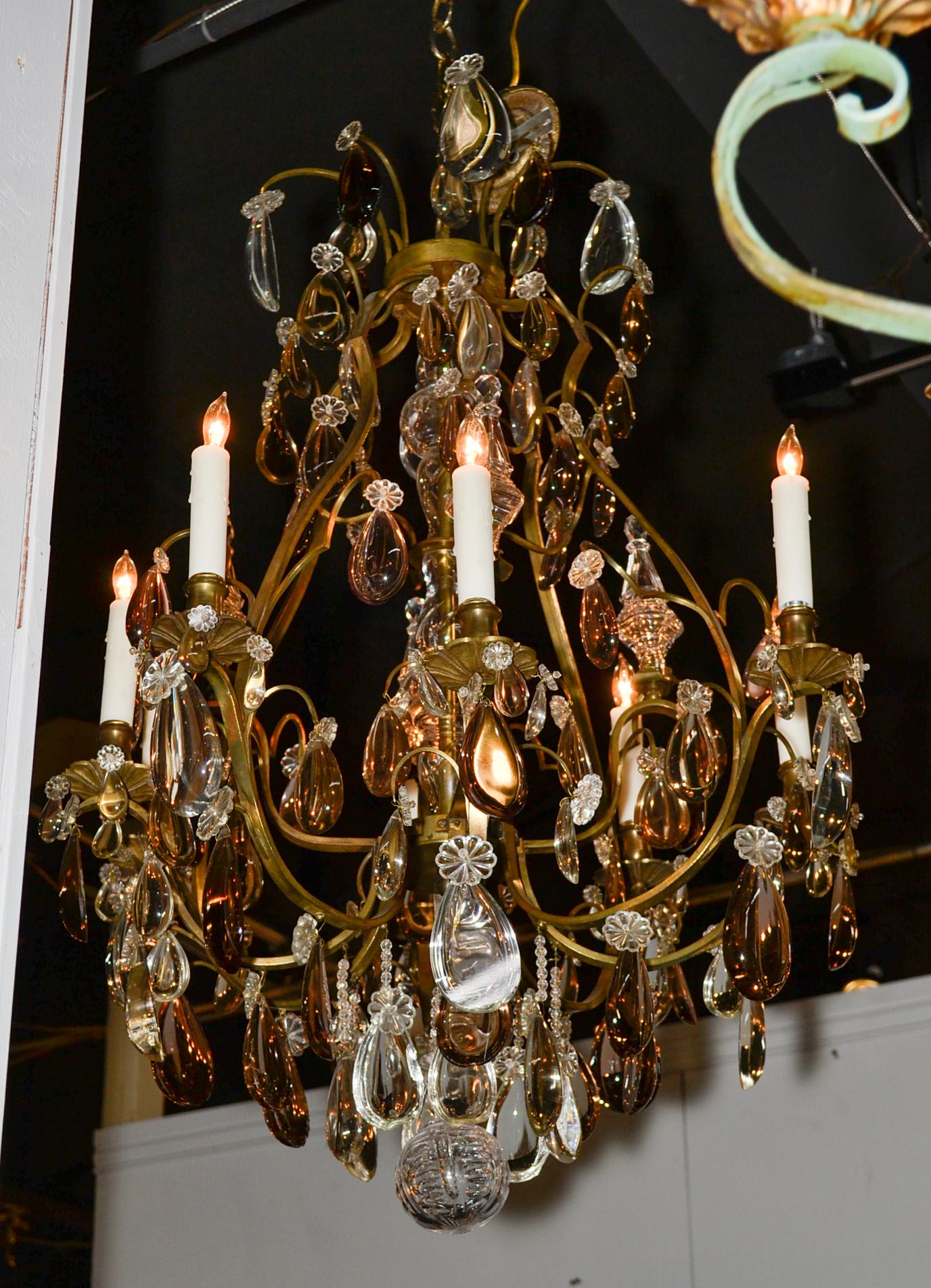 19th Century French Crystal and Amethyst Chandelier For Sale 2