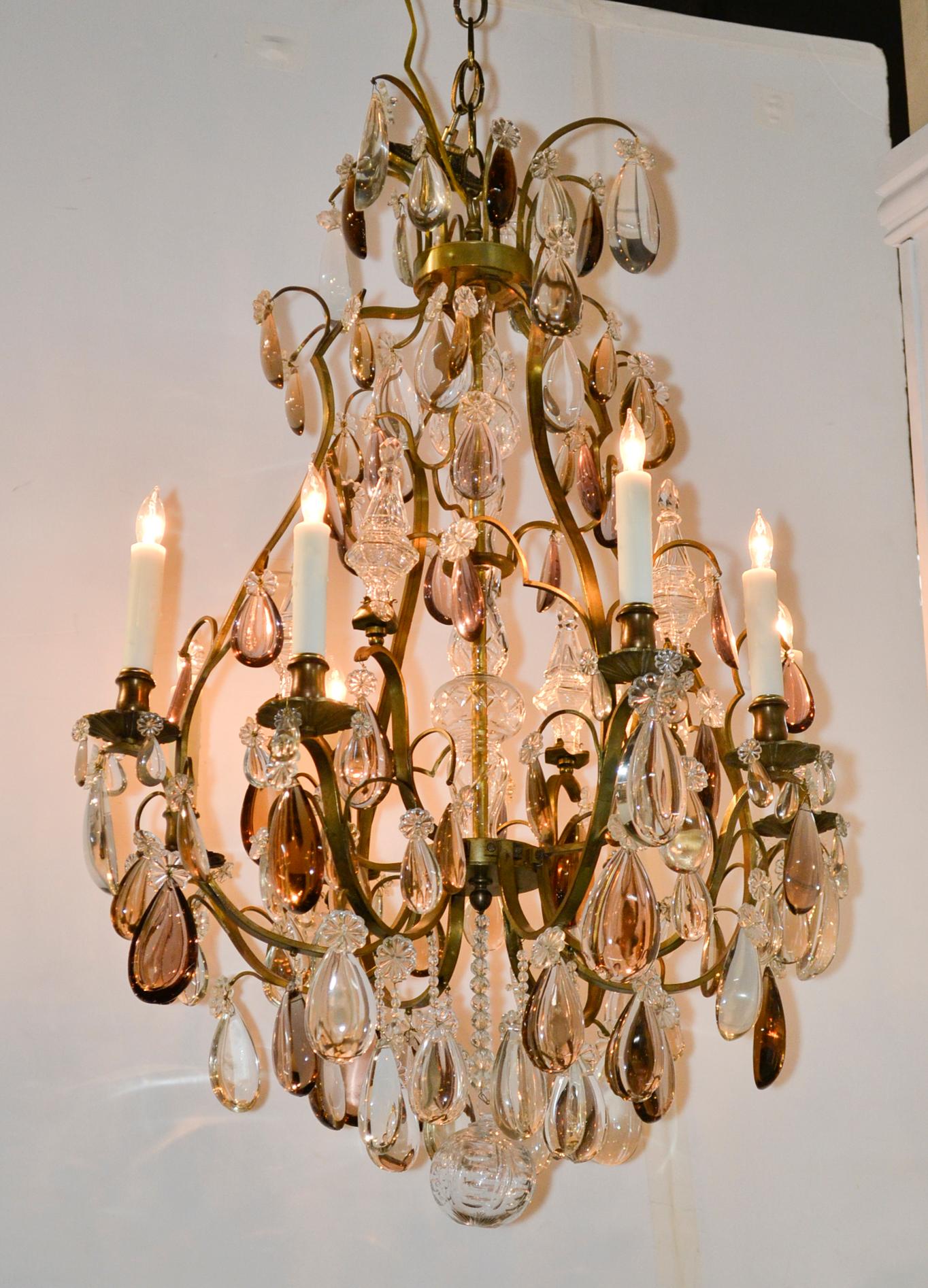 19th Century French Crystal and Amethyst Chandelier For Sale 3