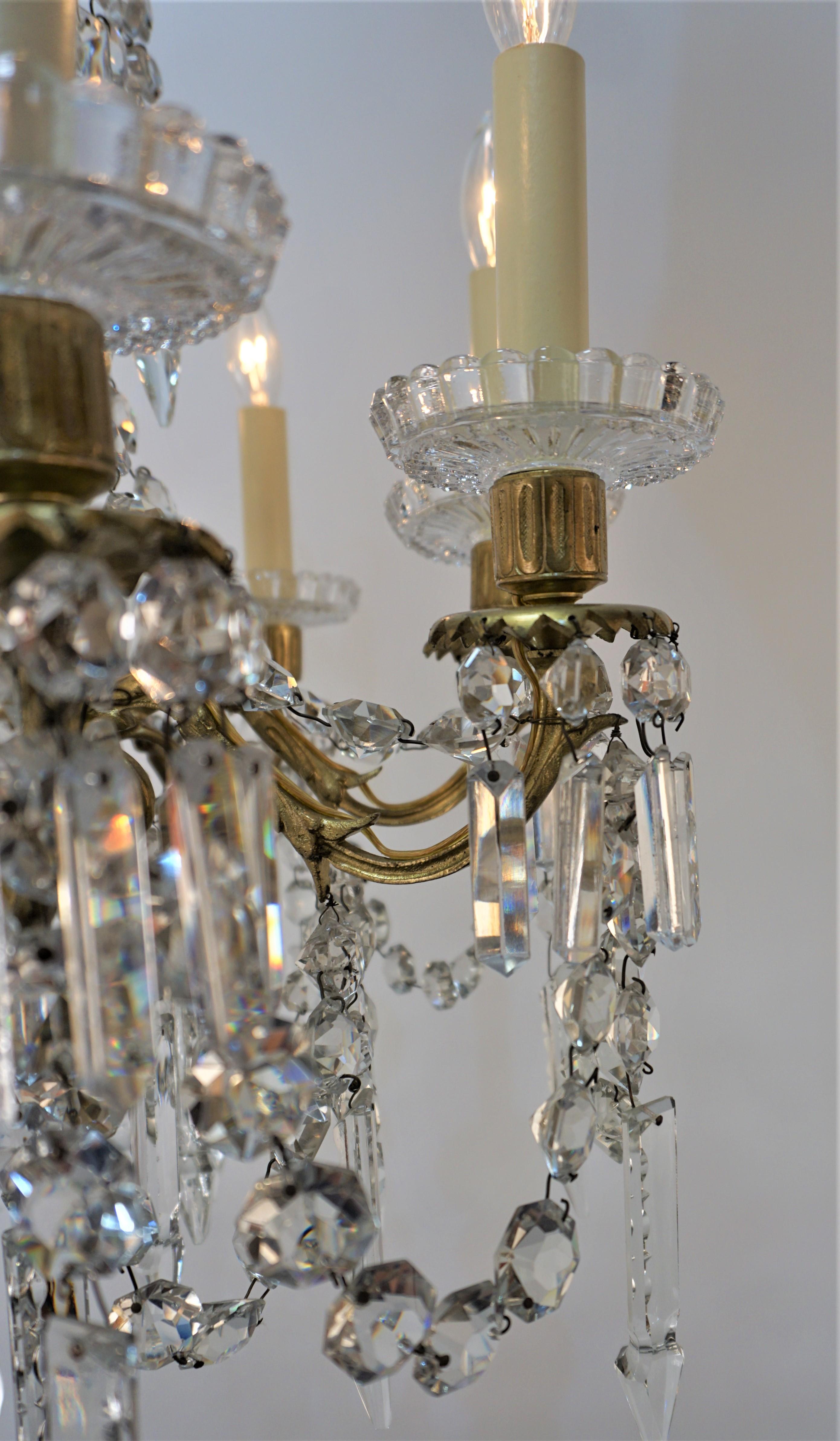 19th Century French Crystal and Bronze Chandelier For Sale 5