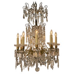 19th Century French Crystal and Bronze Chandelier