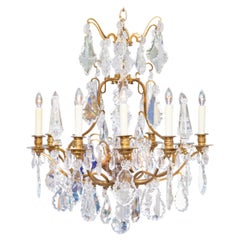 19th Century French Crystal and Gilt Bronze 15-Light Chandelier