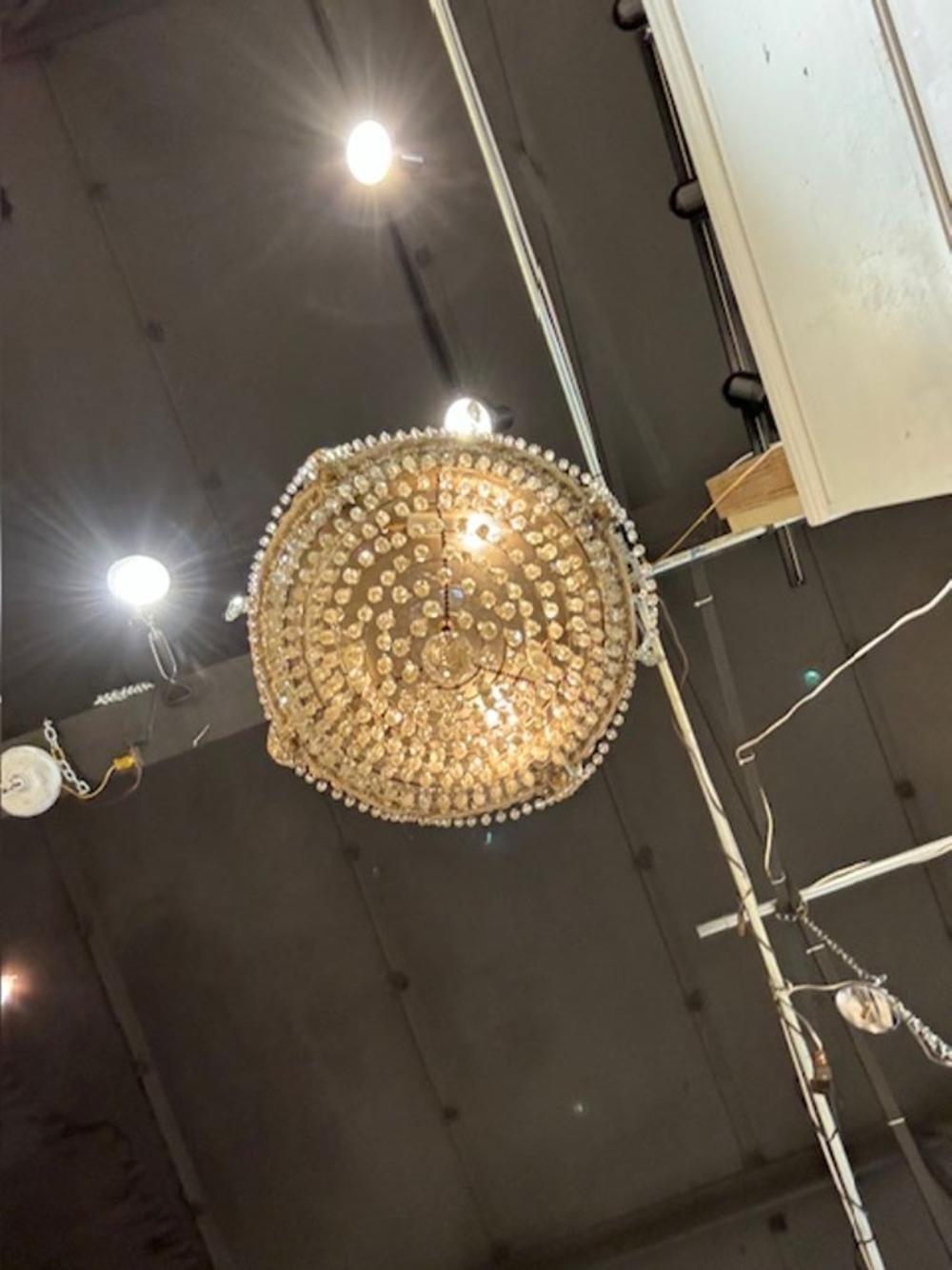 19th Century French Crystal and Silver Plated Brass Waterfall Chandelier 5