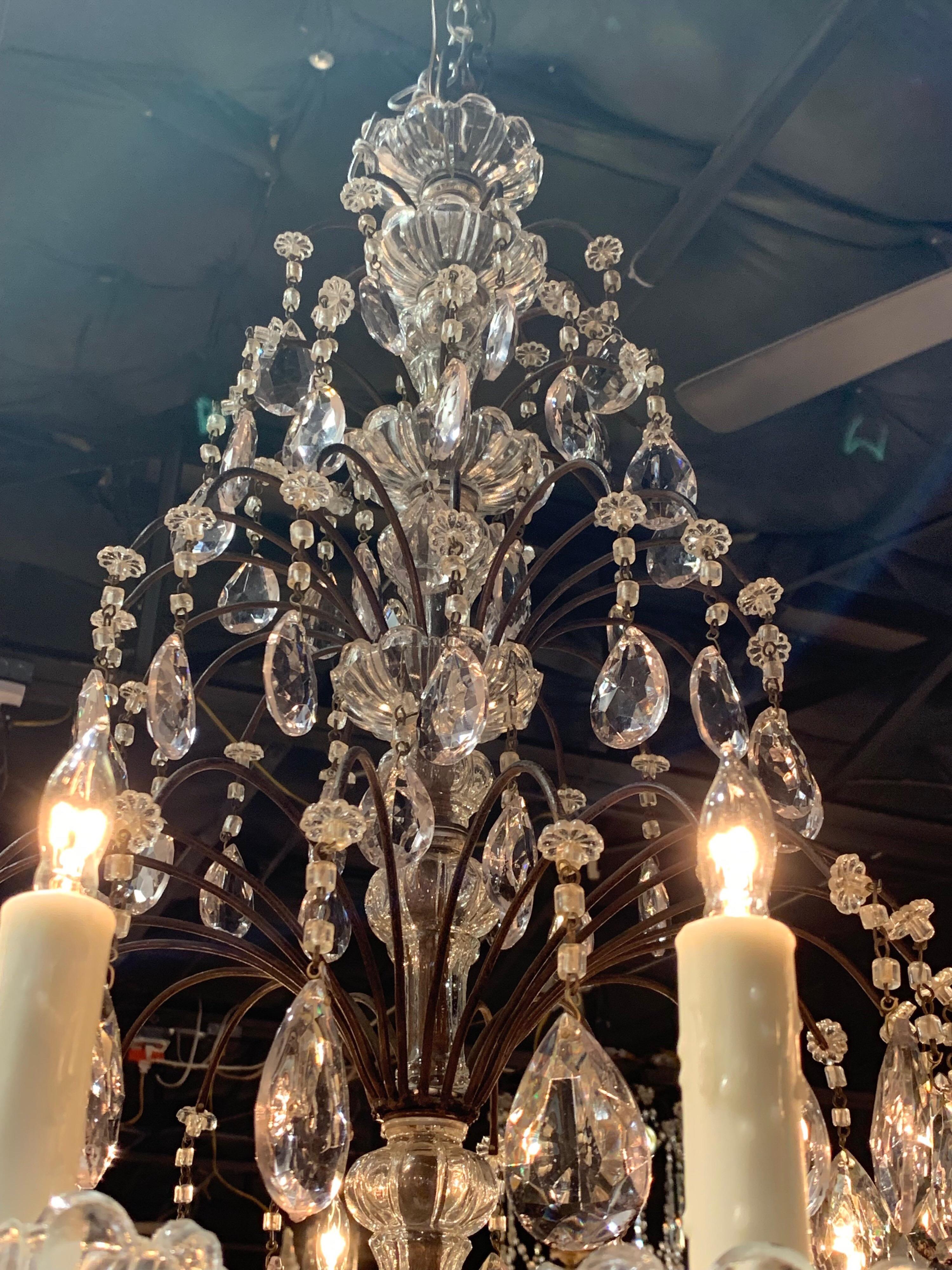 19th Century French Crystal Chandelier In Good Condition In Dallas, TX